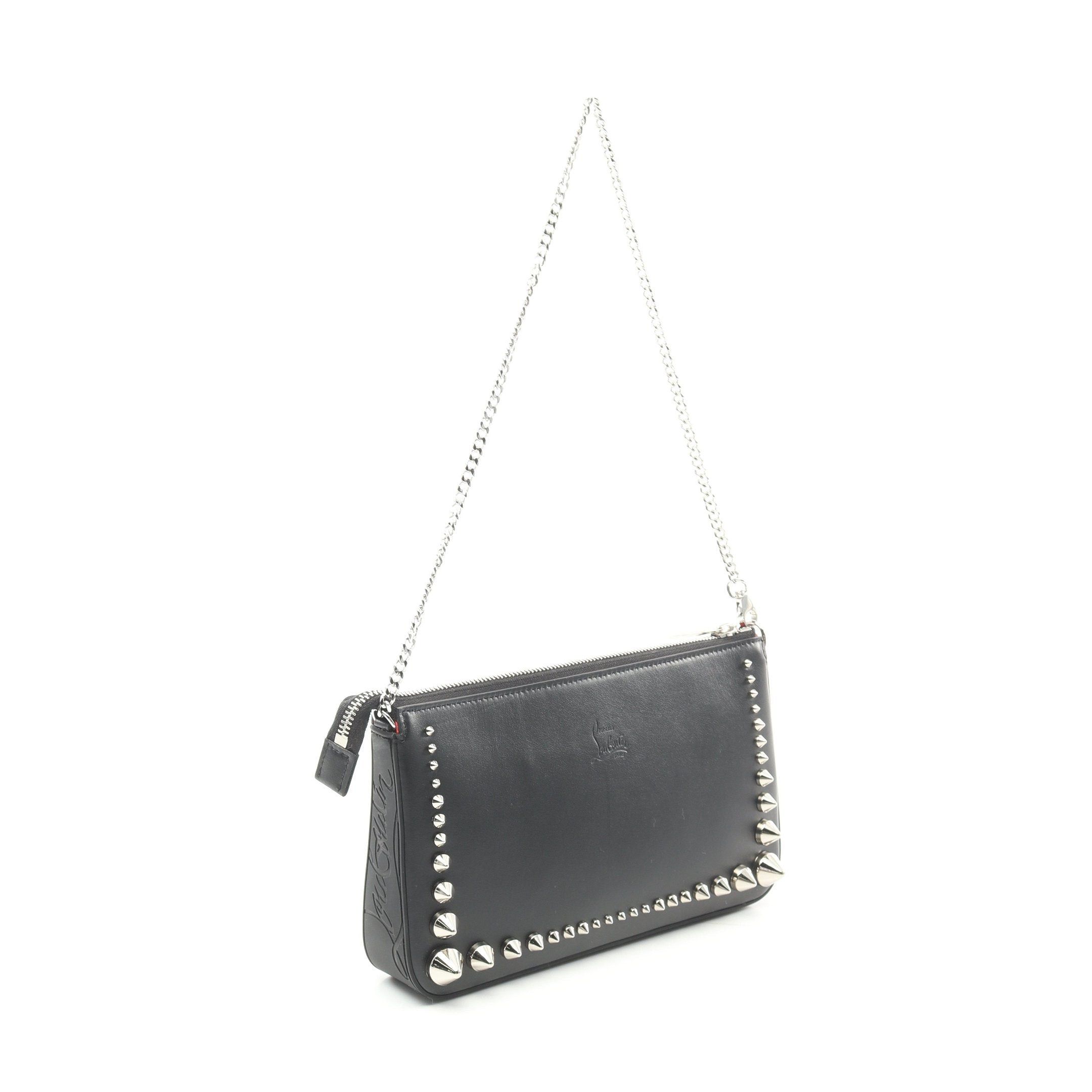 Christian Louboutin Christian Louboutin Chain Shoulder Bag Leather Black Spike Studs Size ONE SIZE - 2 Thumbnail