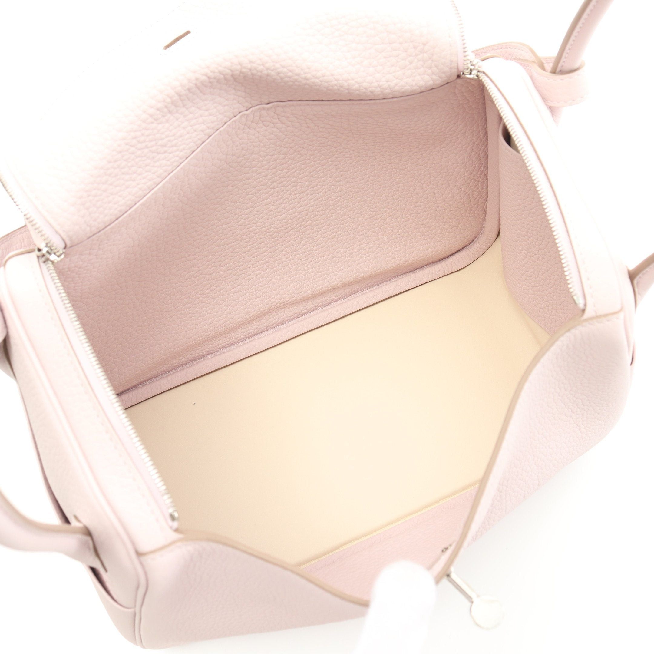 Hermes Hermes Lindy 26 Mauve Pail Shoulder Bag Togo Light Pink Silver Hardware Double Engraved Size ONE SIZE - 3 Thumbnail