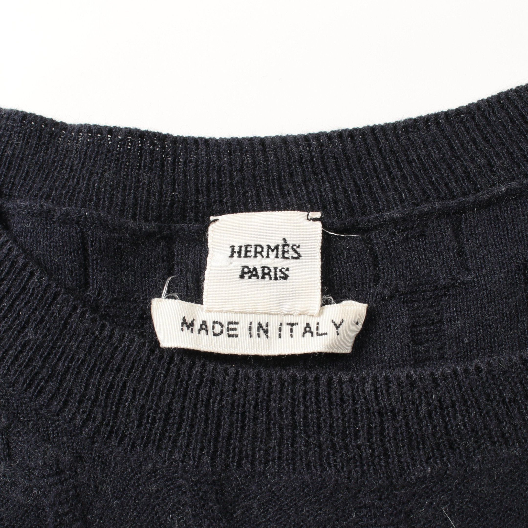 Hermes Hermes Knit Belt Pattern Cotton Cashmere Dark Navy Size ONE SIZE - 3 Thumbnail