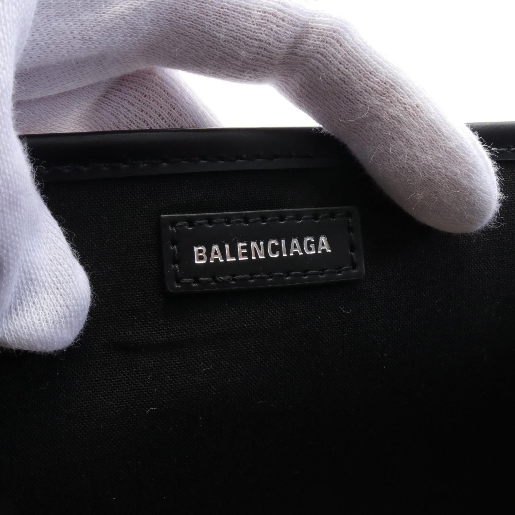 Balenciaga Balenciaga Navy Cabas S Hippopotamus Handbag Tote Bag Canvas Leather Ivory Black Size ONE SIZE - 4 Thumbnail