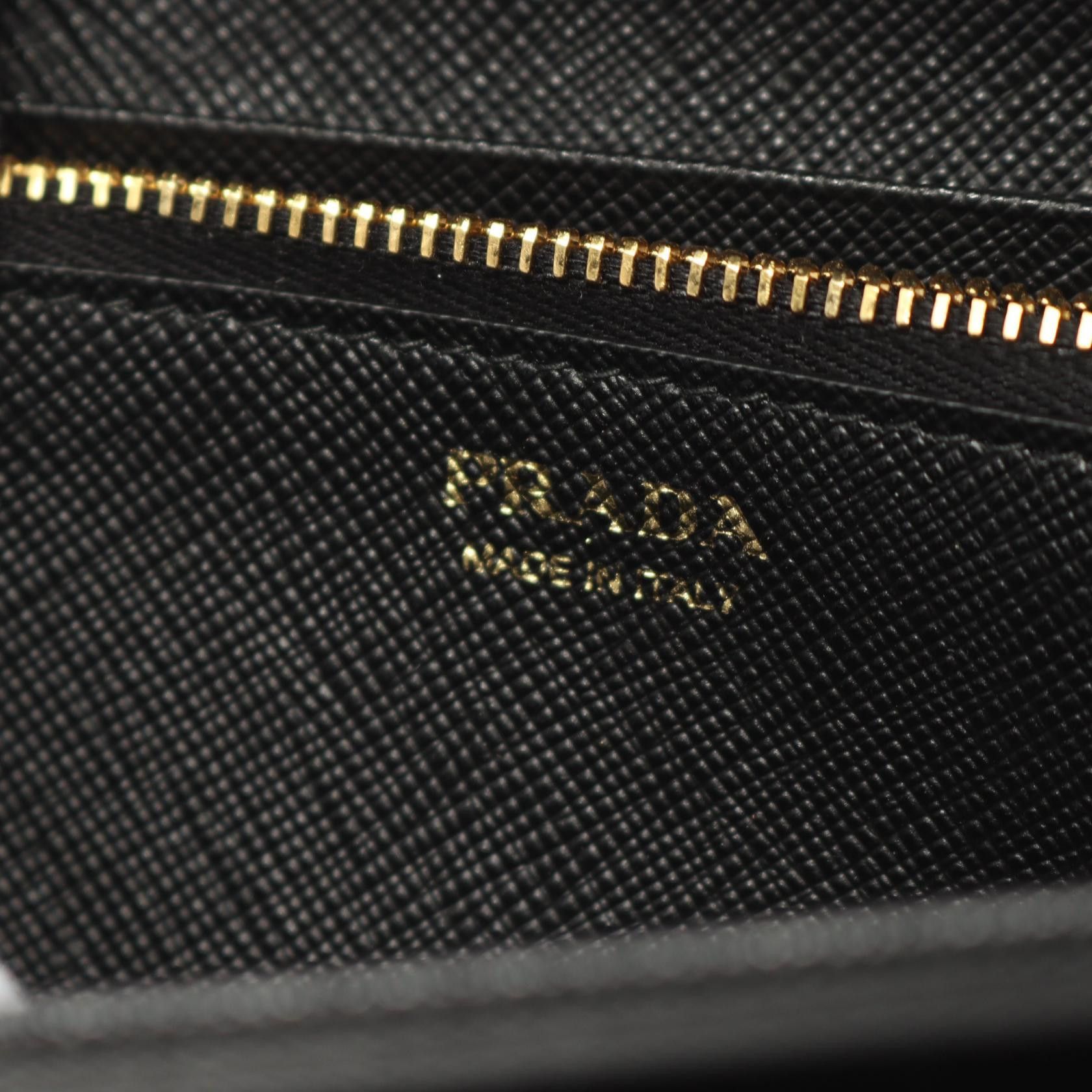 Prada Prada Saffiano Metal Bi-Fold Long Wallet Leather Black Size ONE SIZE - 4 Thumbnail