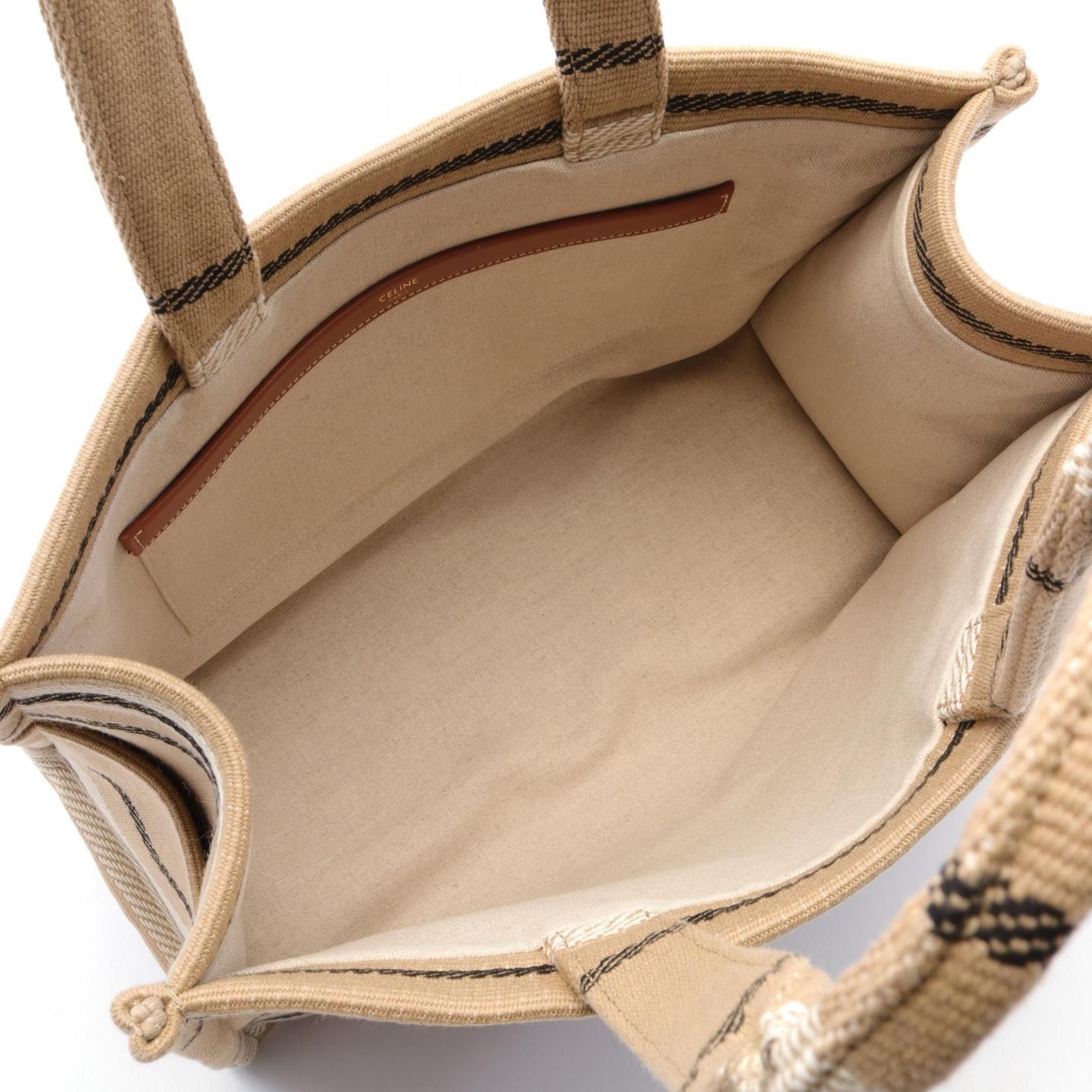 Celine Celine Large Hippopotamus Thais Handbag Tote Bag Canvas Beige Ivory Black Size ONE SIZE - 3 Thumbnail