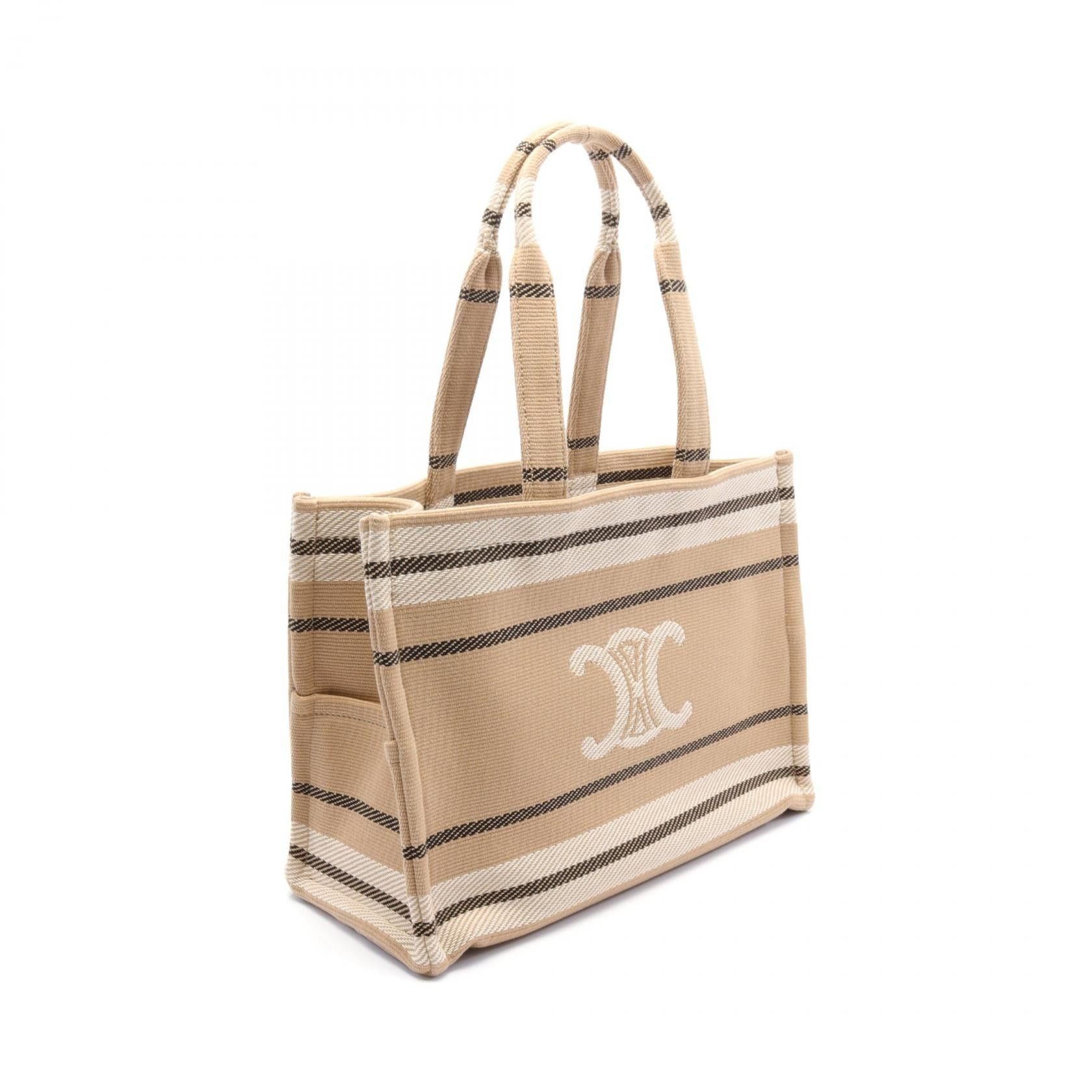 Celine Celine Large Hippopotamus Thais Handbag Tote Bag Canvas Beige Ivory Black Size ONE SIZE - 2 Thumbnail