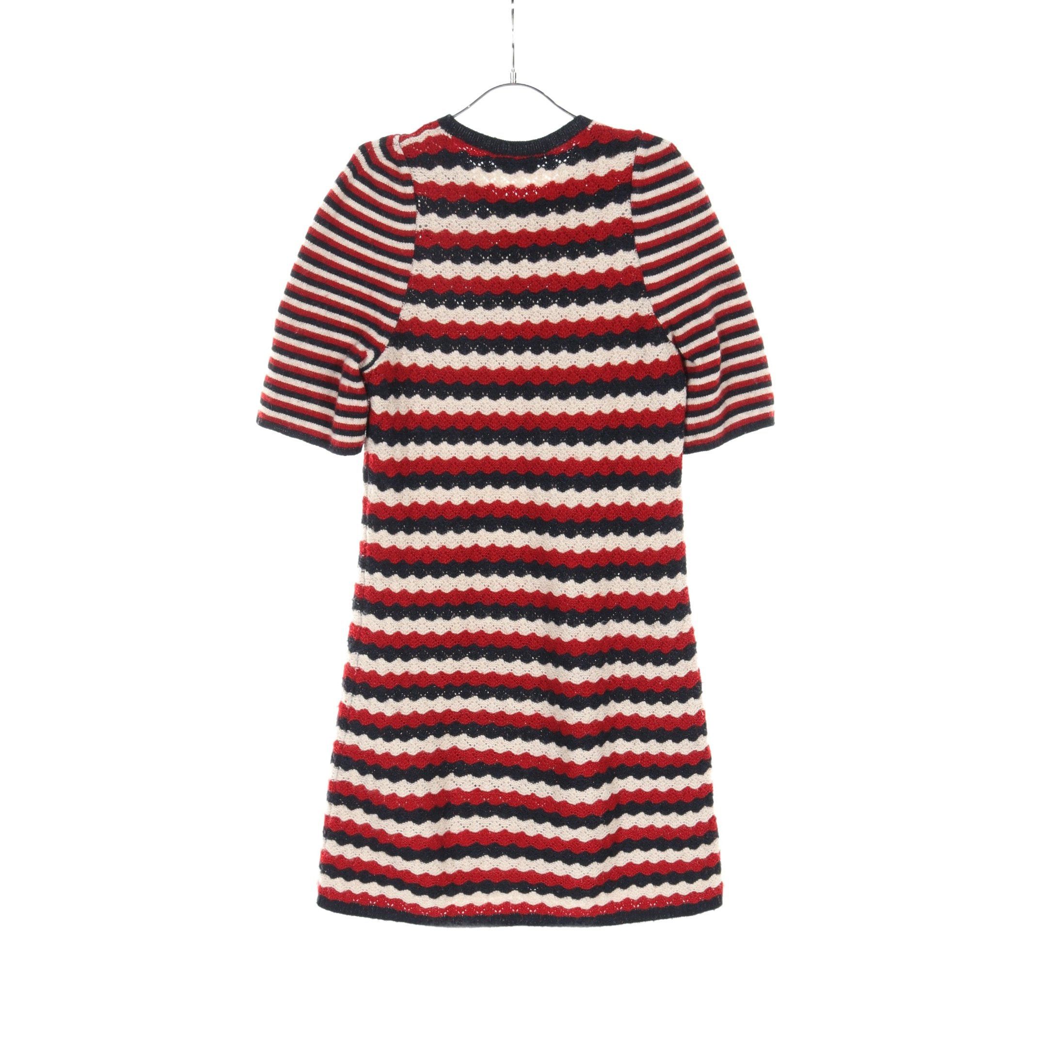 Chanel Chanel Knit Dress Stripes Cashmere Navy Red White Size ONE SIZE - 2 Thumbnail