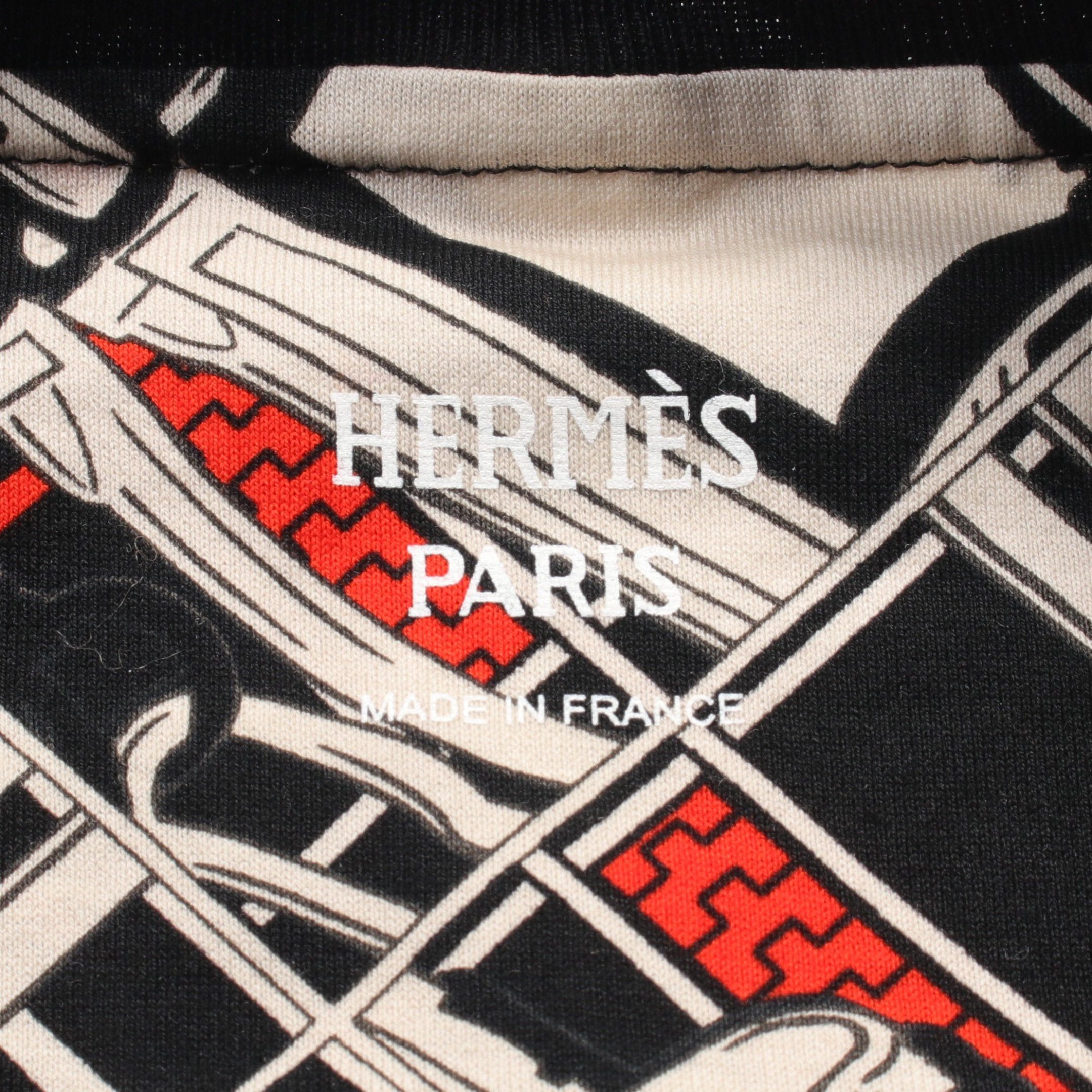 Hermes Hermes En Desordre Et Chaines T-Shirt Cut And Sew Crew Neck Long Sleeve Cotton Black Orange Ivory Fake Layered Size ONE SIZE - 3 Thumbnail