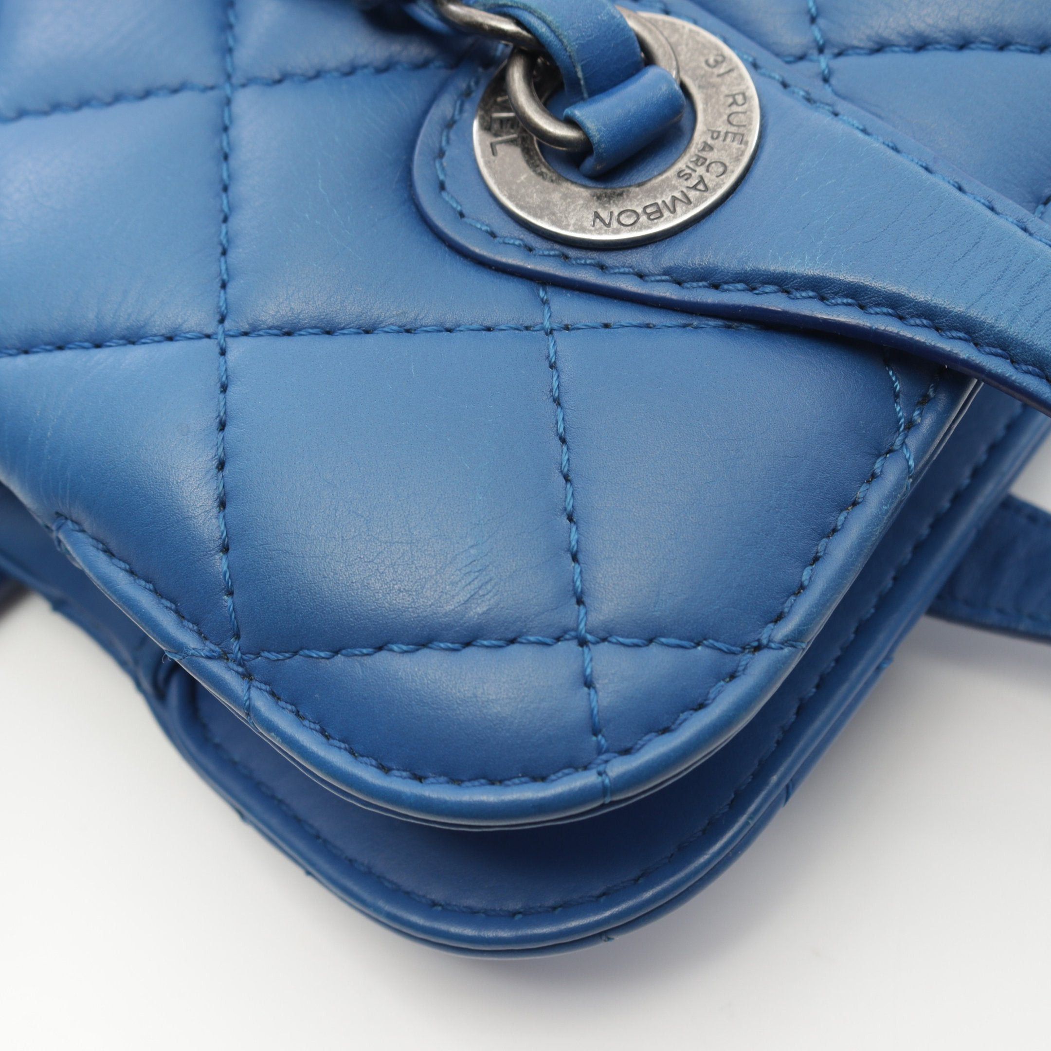 Chanel Chanel Handbag Lambskin Blue Antique Silver Hardware Size ONE SIZE - 10 Thumbnail