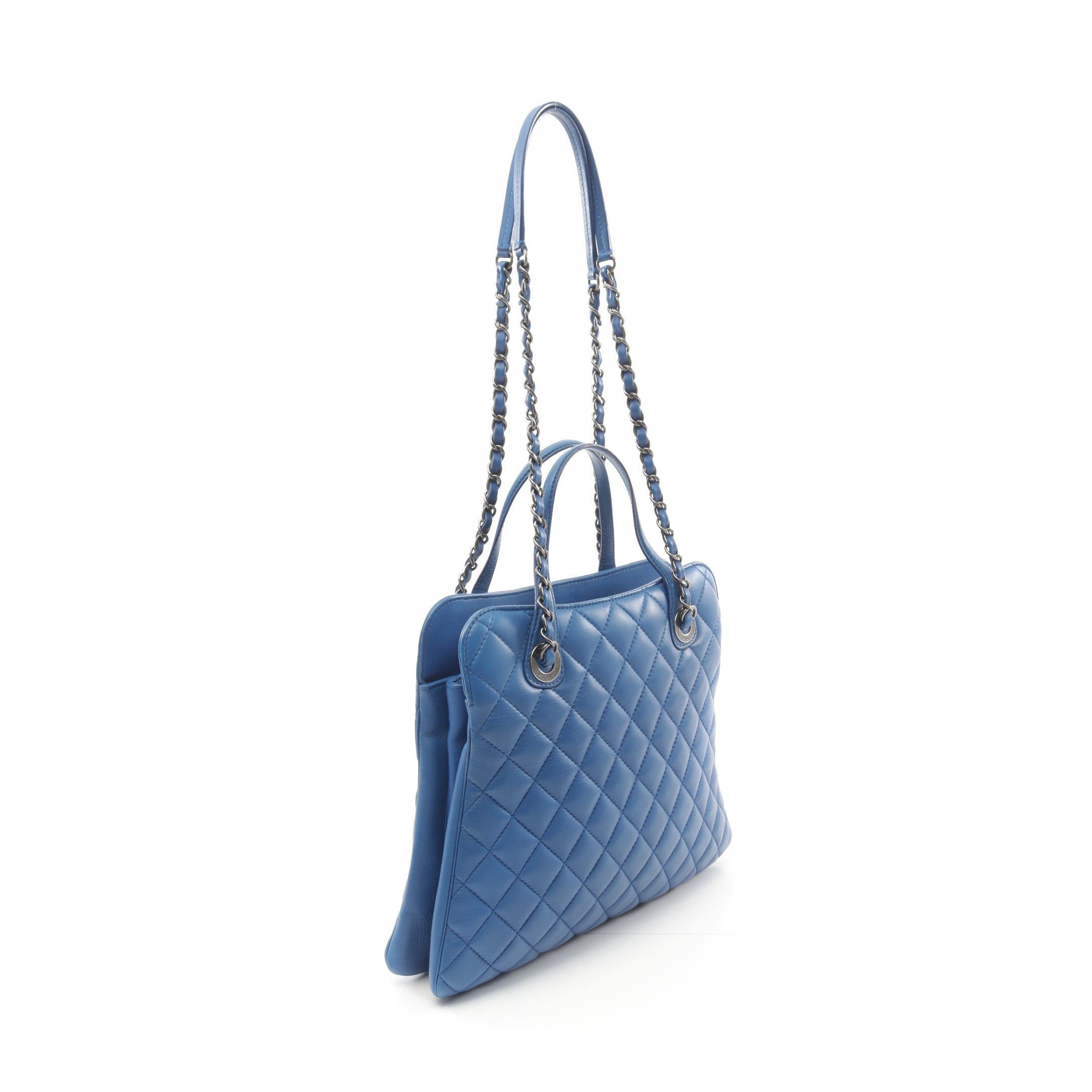 Chanel Chanel Handbag Lambskin Blue Antique Silver Hardware Size ONE SIZE - 2 Thumbnail