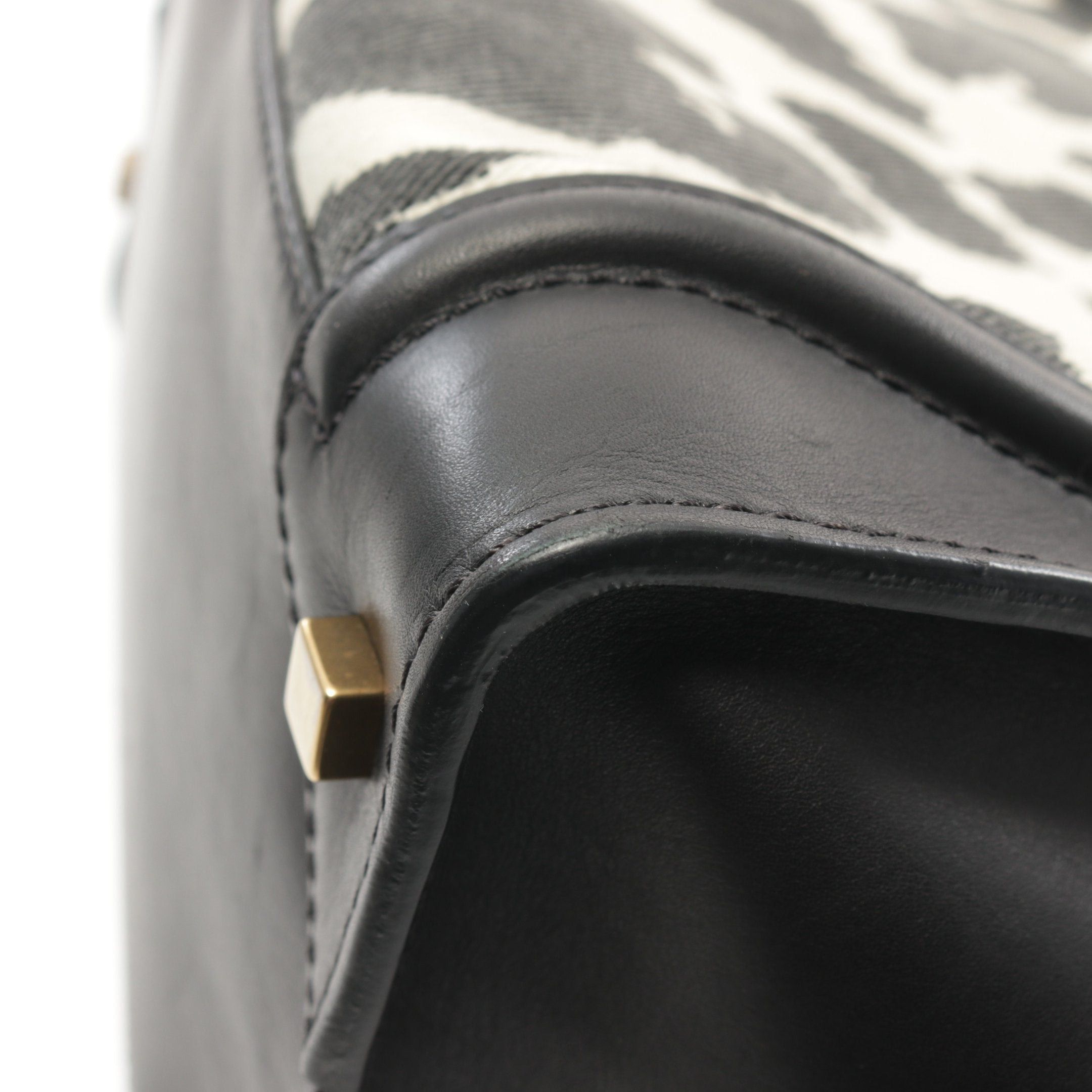 Celine Celine Luggage Mini Shopper Handbag Leopard Canvas Leather Black White Size ONE SIZE - 8 Thumbnail
