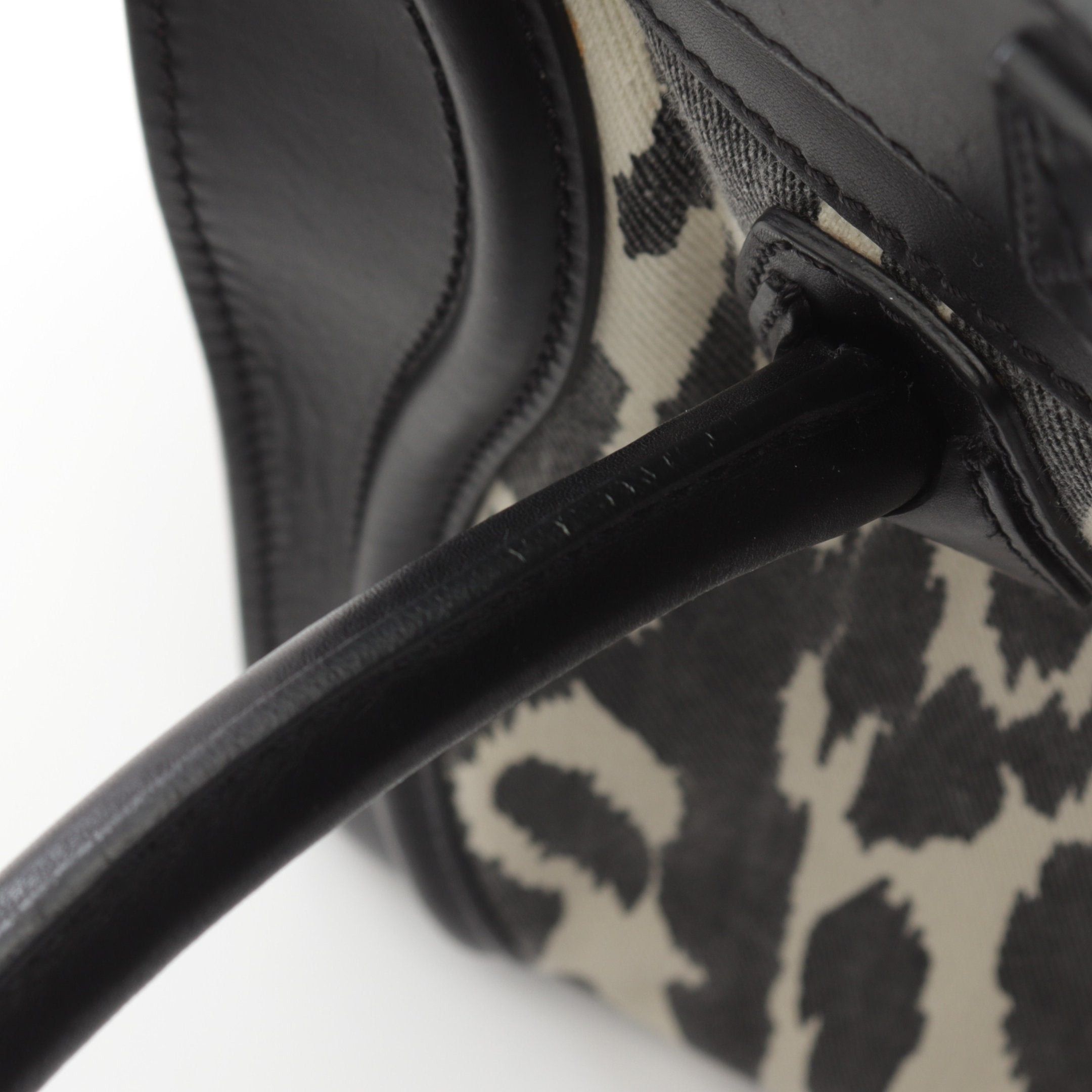 Celine Celine Luggage Mini Shopper Handbag Leopard Canvas Leather Black White Size ONE SIZE - 6 Thumbnail
