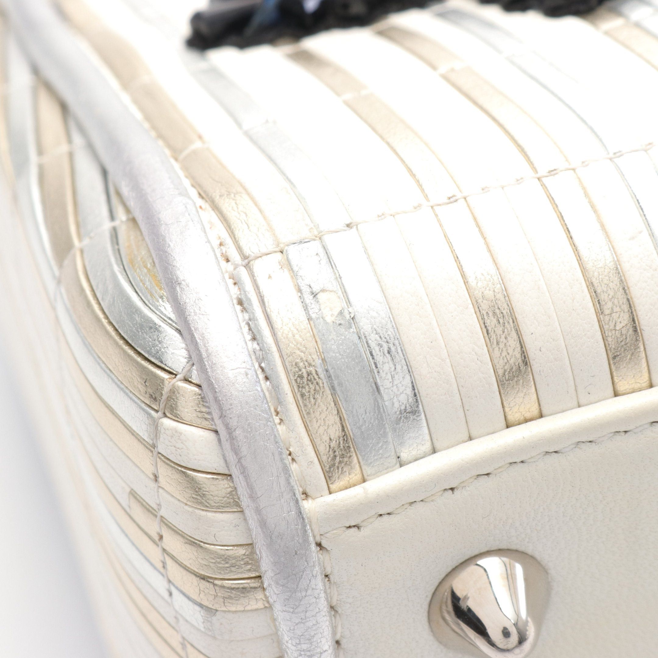 Dior Dior Lady Dior Handbag Leather Off White Silver Gold Size ONE SIZE - 7 Thumbnail