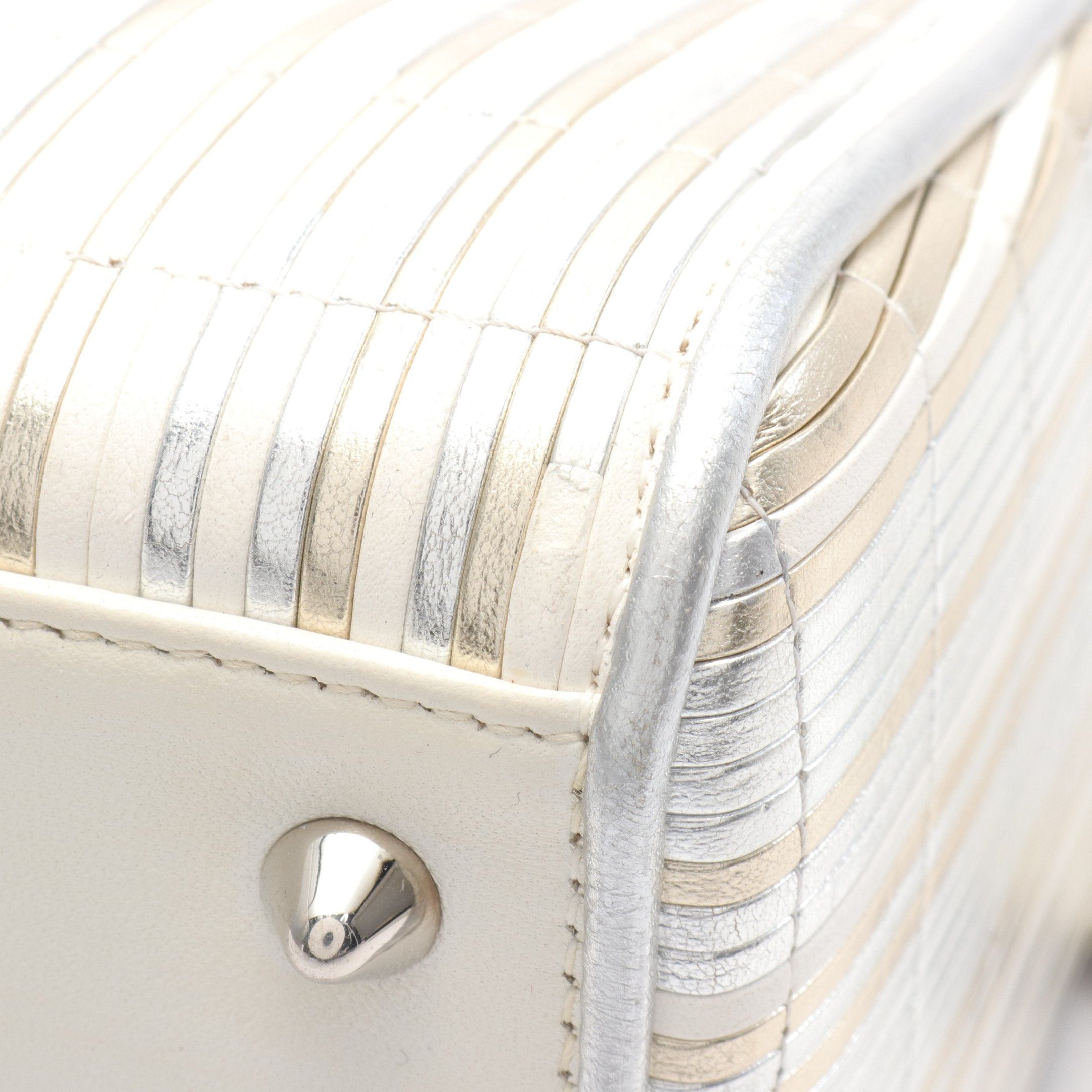 Dior Dior Lady Dior Handbag Leather Off White Silver Gold Size ONE SIZE - 6 Thumbnail