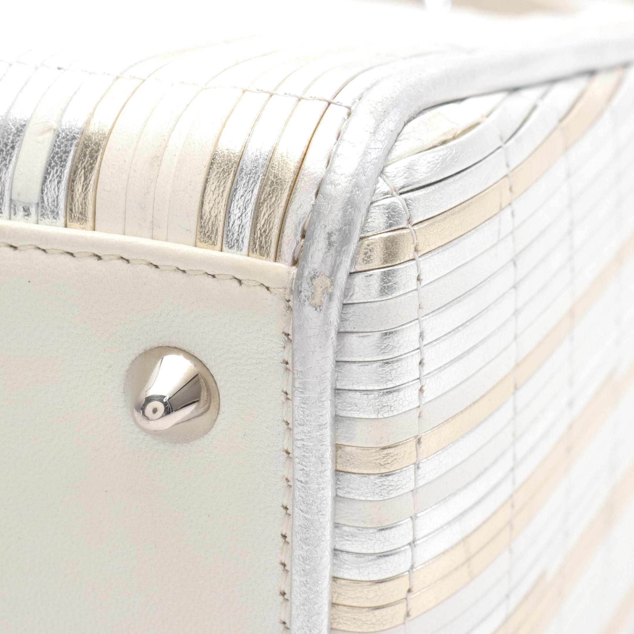 Dior Dior Lady Dior Handbag Leather Off White Silver Gold Size ONE SIZE - 8 Thumbnail