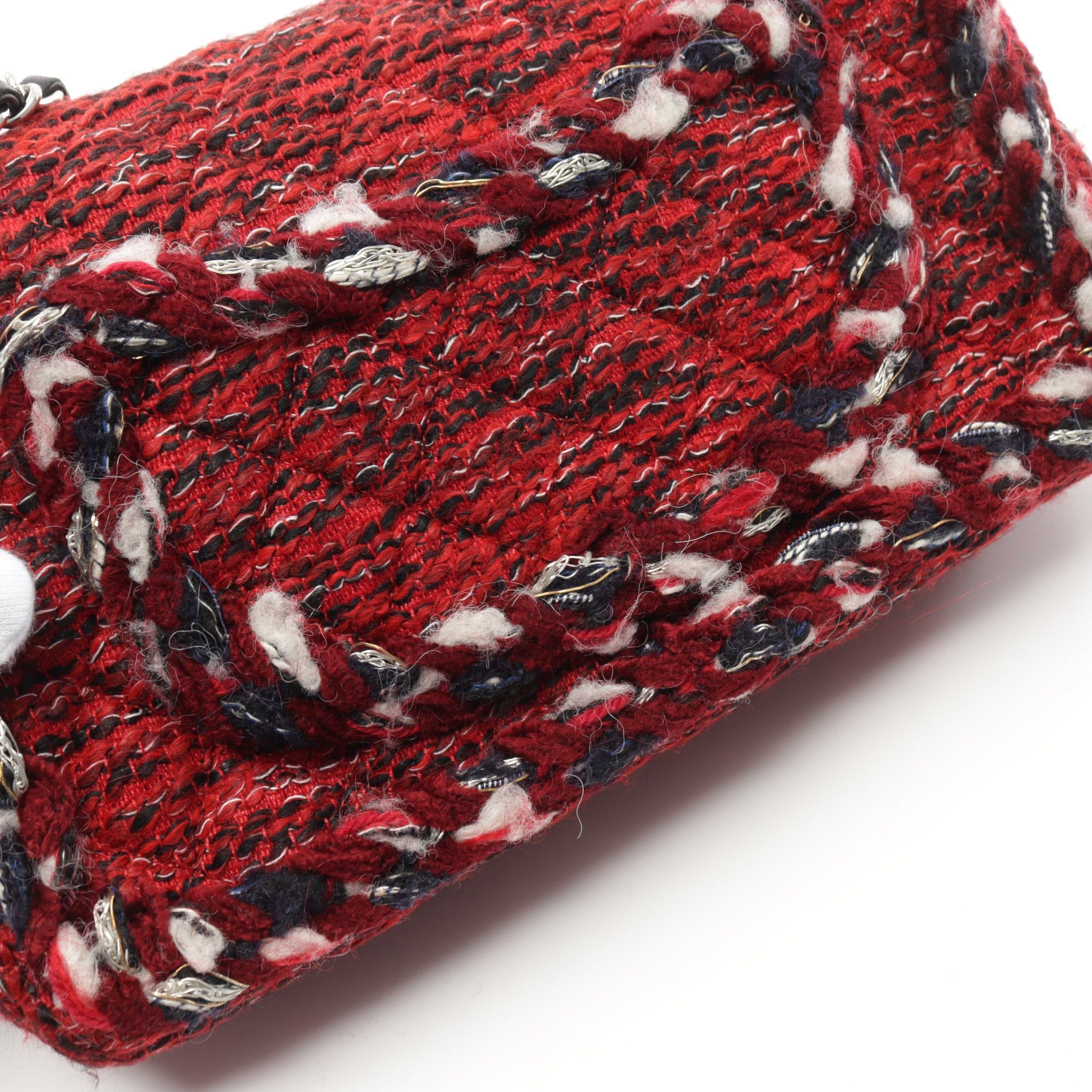 Chanel Chanel Matelasse Double Flap Chain Shoulder Bag Tweed Red Silver Hardware Size ONE SIZE - 7 Thumbnail