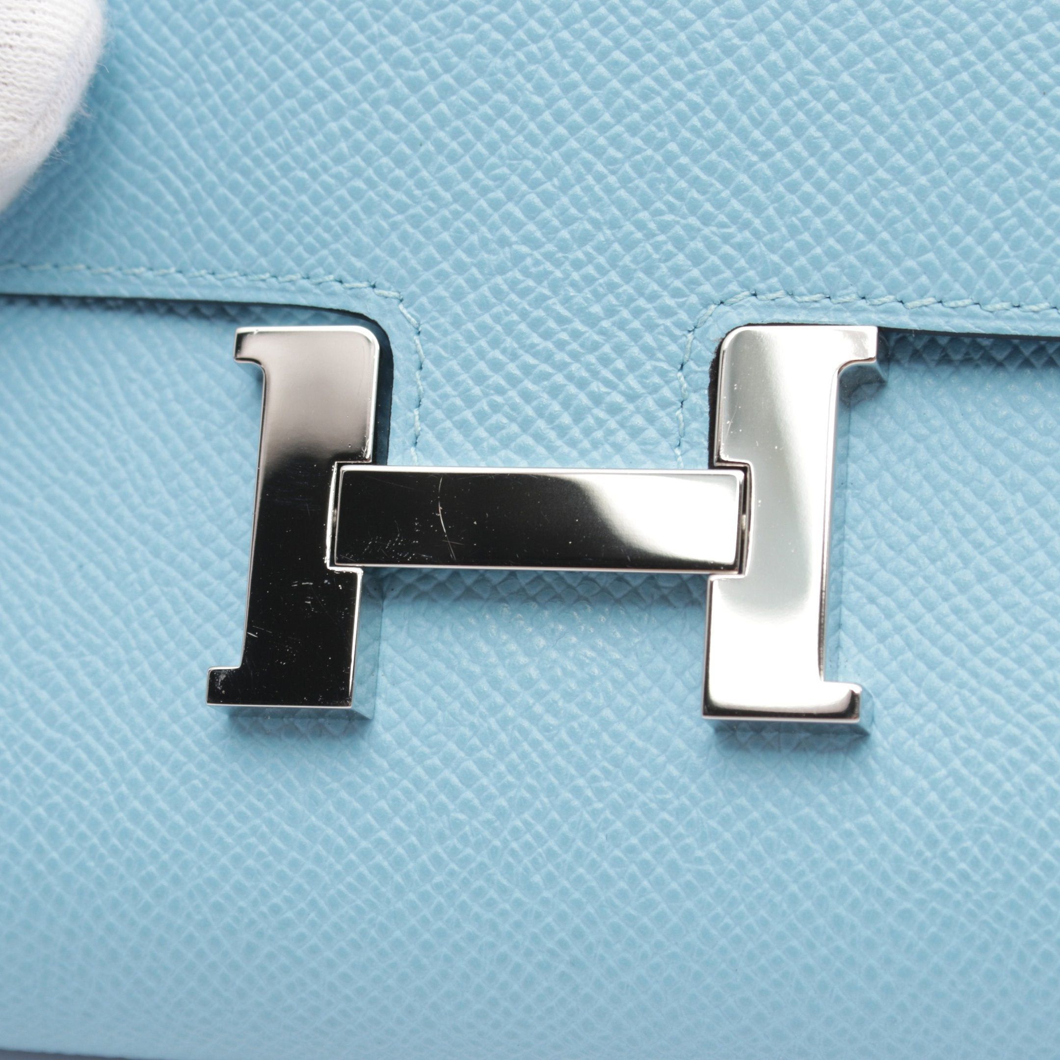 Hermes Hermes Constance Long Too Go Celeste Shoulder Wallet Veau Epsom Light Blue Silver Hardware Double Engraved Size ONE SIZE - 6 Thumbnail