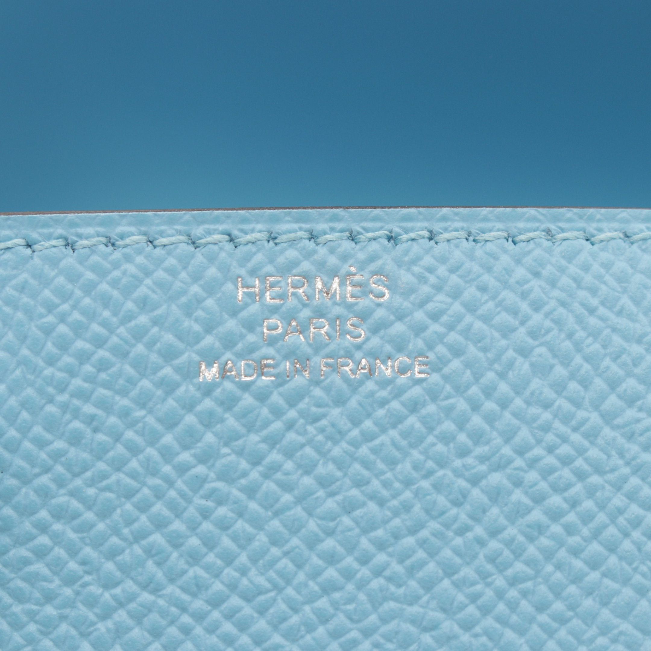 Hermes Hermes Constance Long Too Go Celeste Shoulder Wallet Veau Epsom Light Blue Silver Hardware Double Engraved Size ONE SIZE - 4 Thumbnail