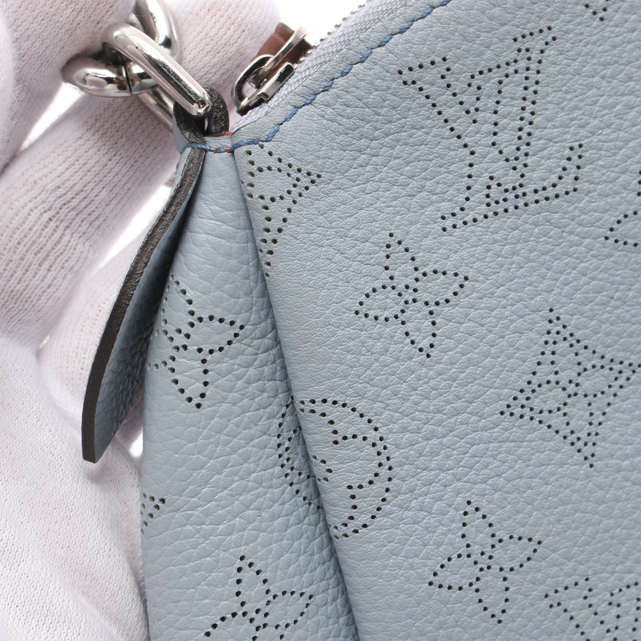 Louis Vuitton Louis Vuitton Babylon Chain Bb Mahina Handbag Leather Blue Gray Brown Size ONE SIZE - 9 Thumbnail