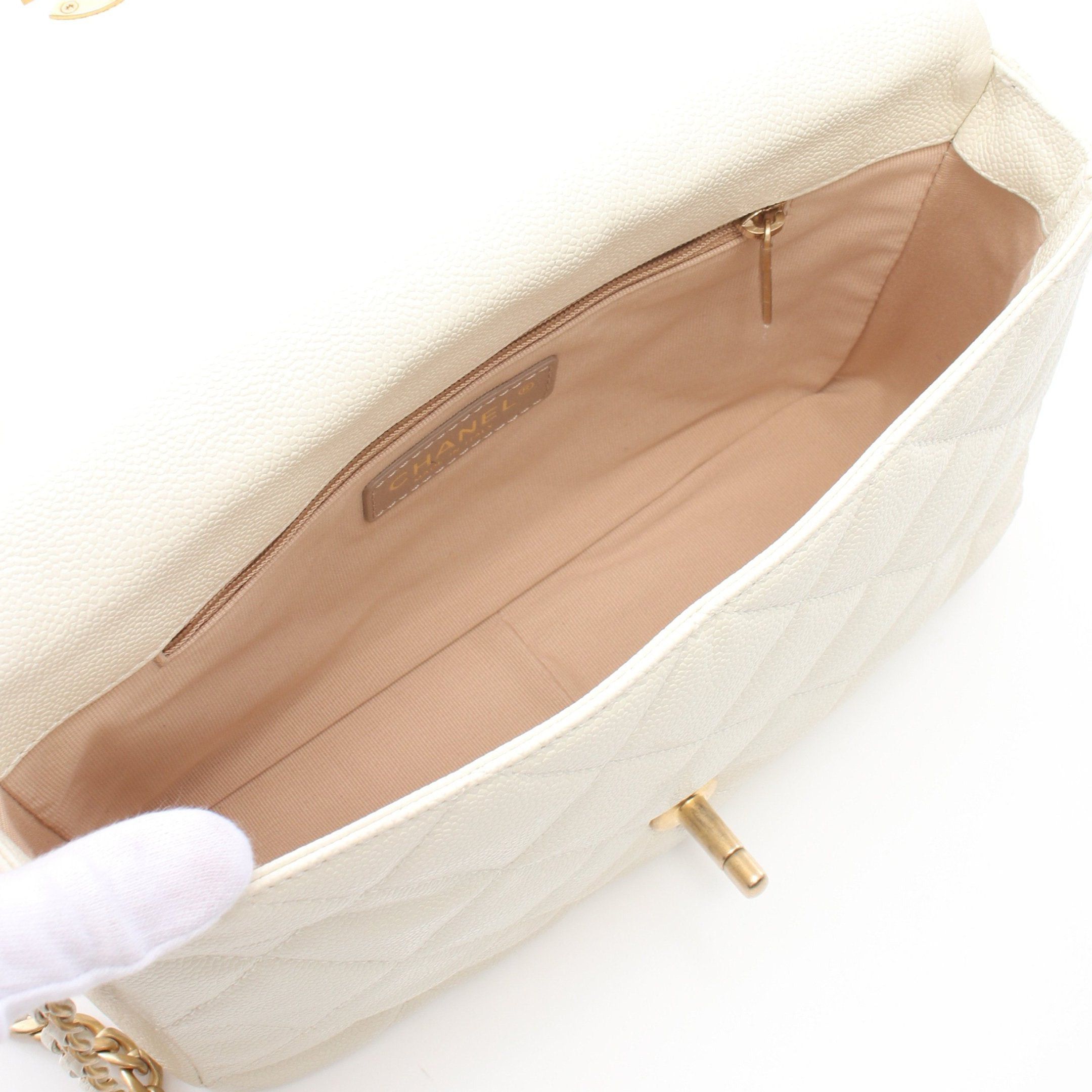 Chanel Chanel Chain Shoulder Bag Caviar Skin Off White Gold Hardware Size ONE SIZE - 3 Thumbnail
