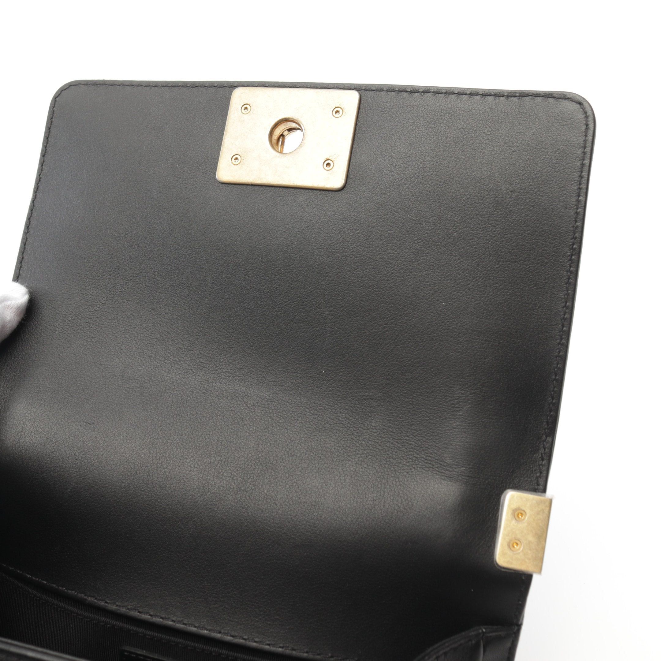 Chanel Chanel Boy Chanel Top Handle Flap Chain Shoulder Bag Lambskin Black Gold Hardware Size ONE SIZE - 6 Thumbnail