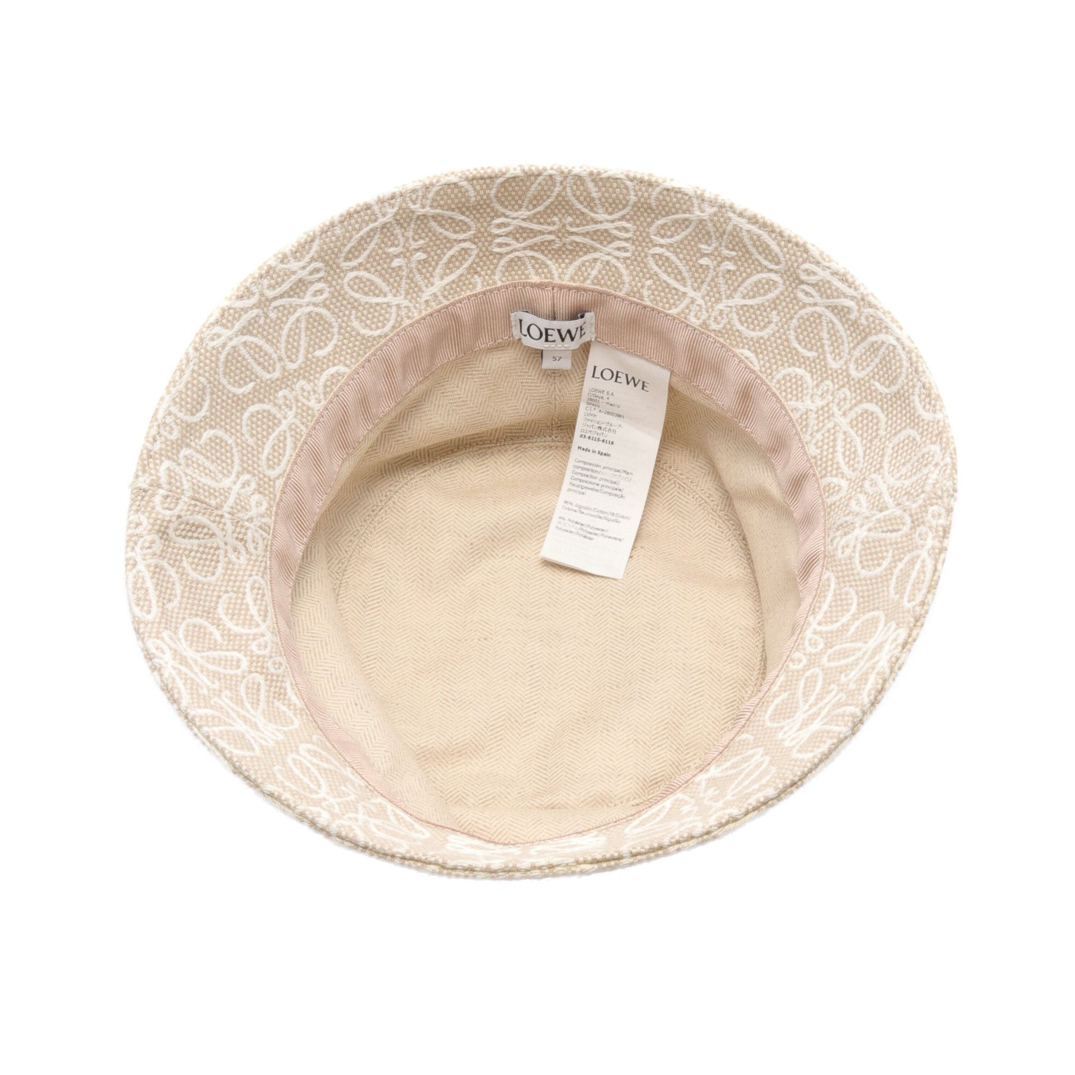 Loewe Loewe Anagram Jacquard Bucket Hat Cotton Leather Beige Size ONE SIZE - 3 Thumbnail