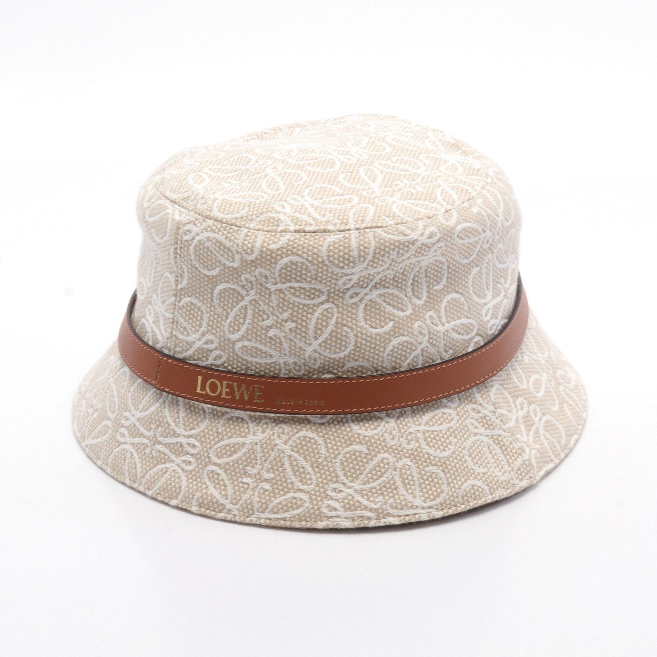 Loewe Loewe Anagram Jacquard Bucket Hat Cotton Leather Beige Size ONE SIZE - 2 Thumbnail