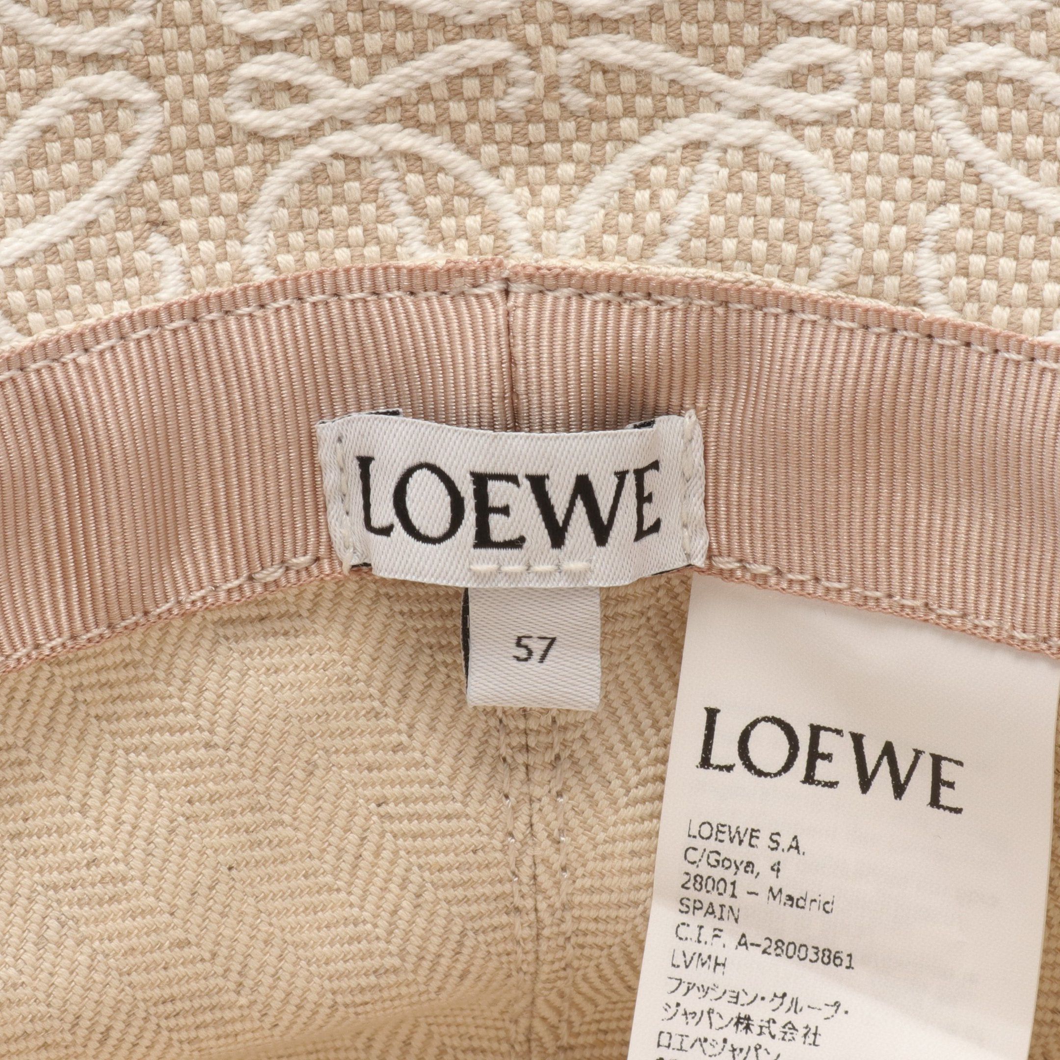 Loewe Loewe Anagram Jacquard Bucket Hat Cotton Leather Beige Size ONE SIZE - 4 Thumbnail