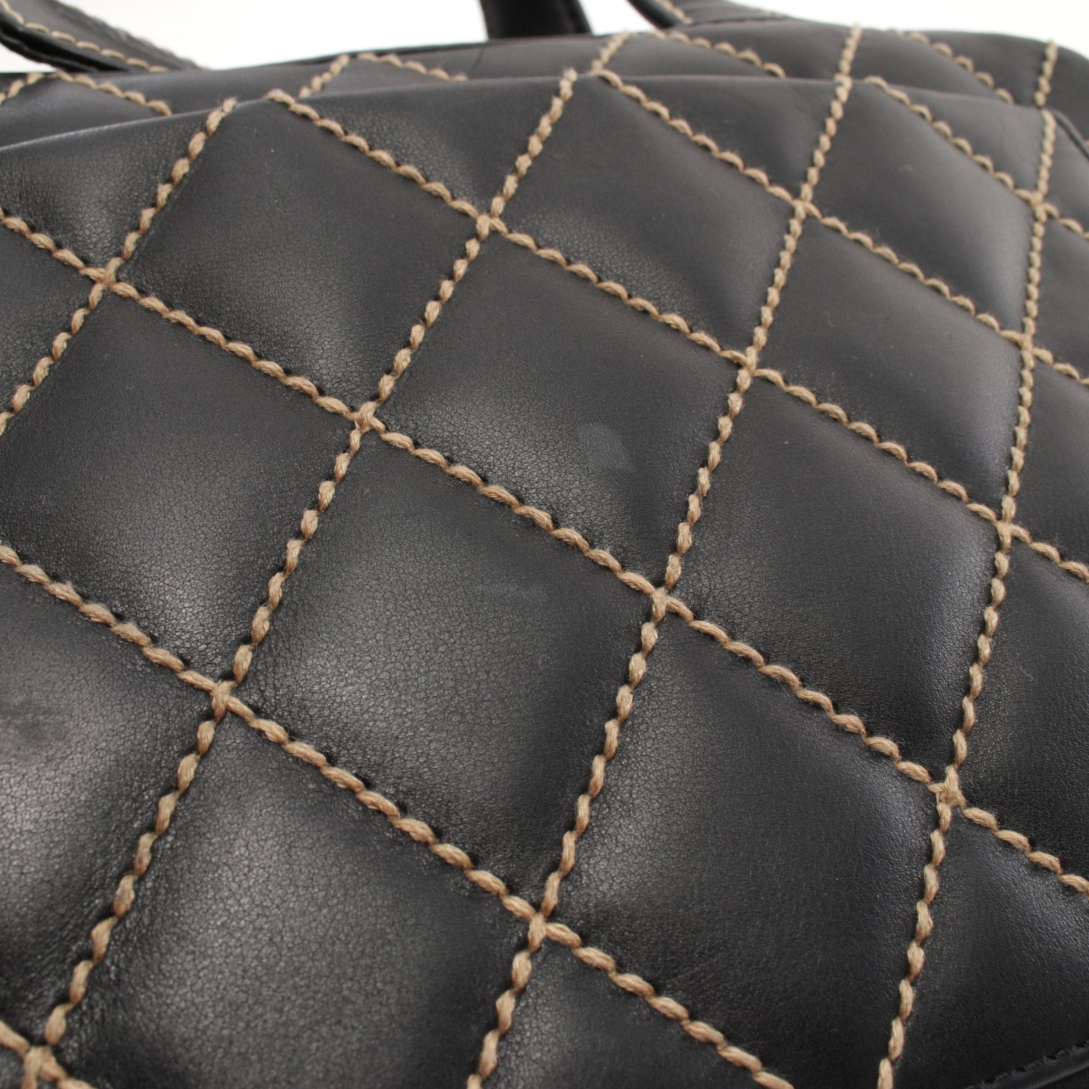 Chanel Chanel Wild Stitch Handbag Mini Boston Bag Leather Black Antique Gold Hardware Size ONE SIZE - 11 Thumbnail