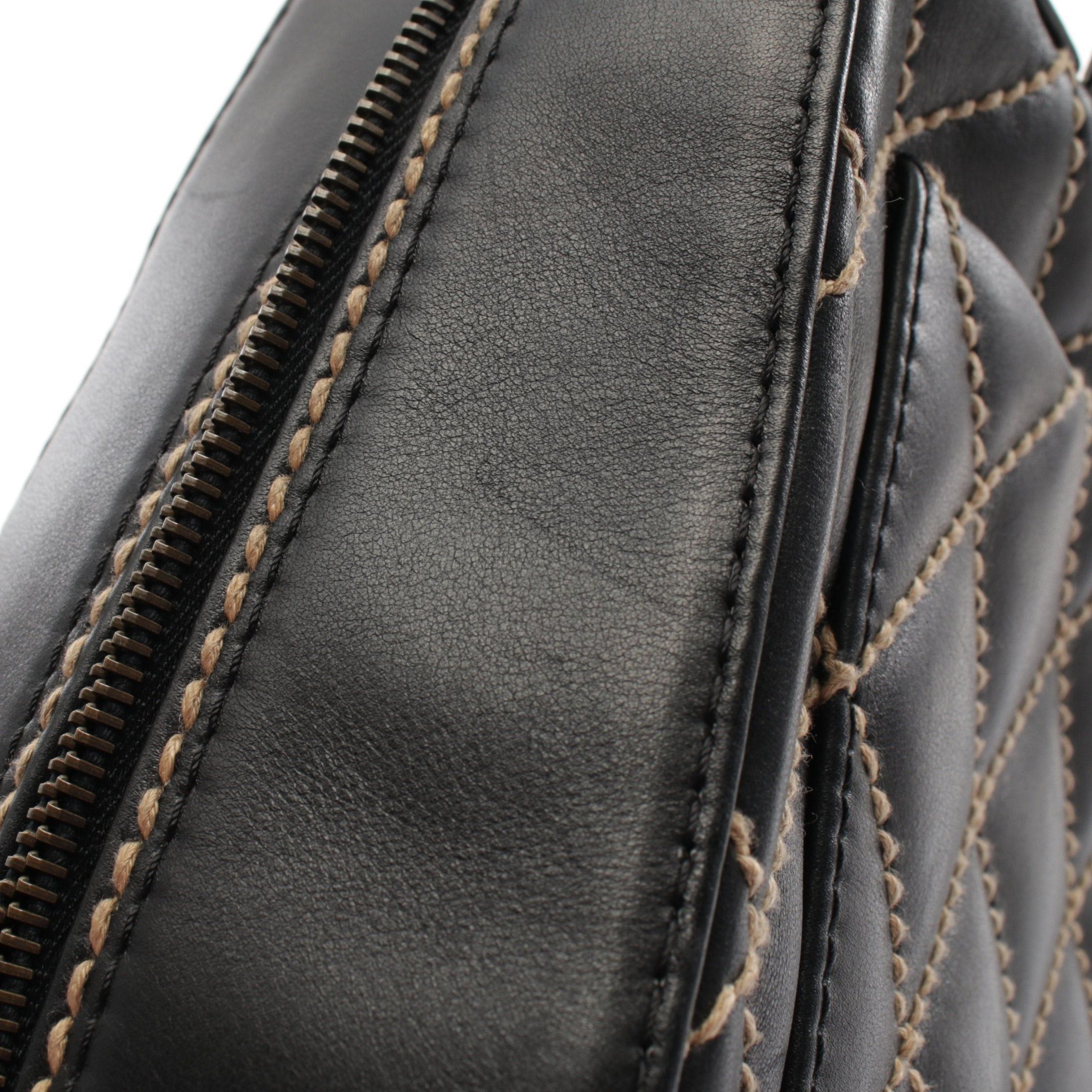 Chanel Chanel Wild Stitch Handbag Mini Boston Bag Leather Black Antique Gold Hardware Size ONE SIZE - 6 Thumbnail