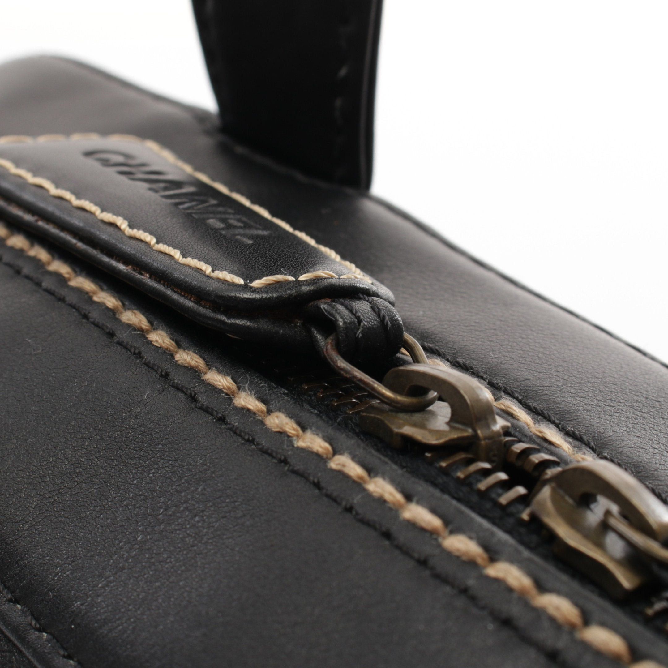 Chanel Chanel Wild Stitch Handbag Mini Boston Bag Leather Black Antique Gold Hardware Size ONE SIZE - 9 Thumbnail