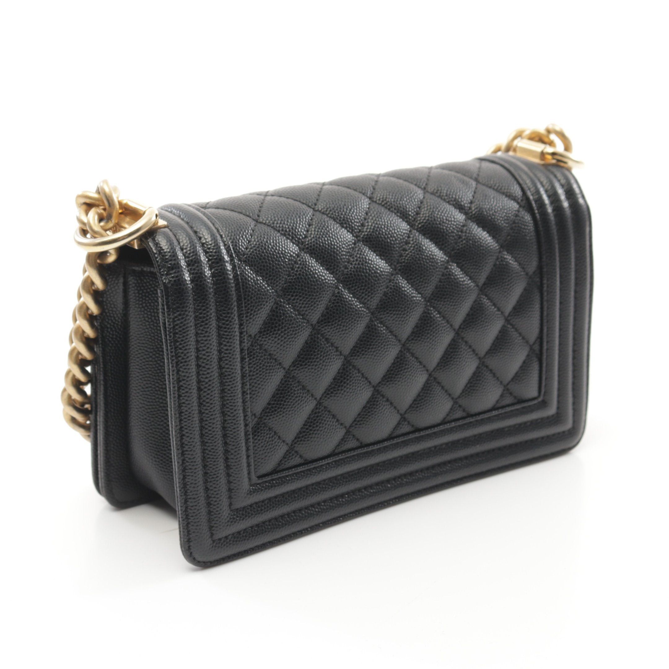 Chanel Chanel Boy Chanel Small Chevron V-Stitch Chain Shoulder Bag Caviar Skin Black Gold Hardware Size ONE SIZE - 2 Thumbnail