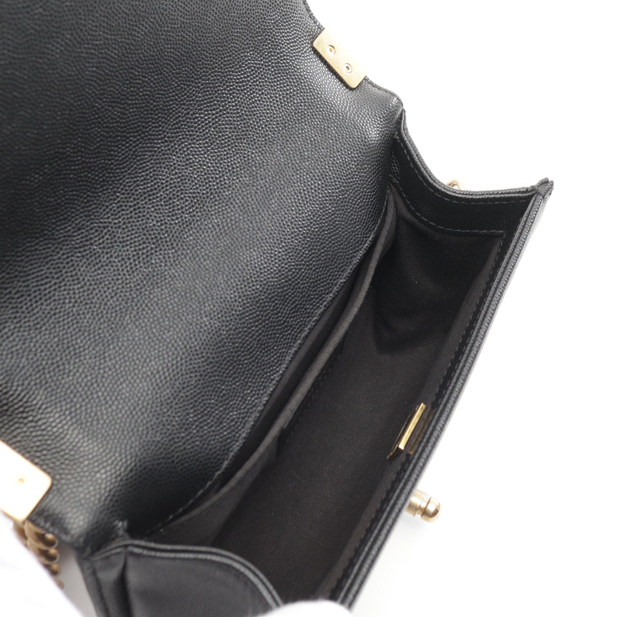 Chanel Chanel Boy Chanel Small Chevron V-Stitch Chain Shoulder Bag Caviar Skin Black Gold Hardware Size ONE SIZE - 3 Thumbnail