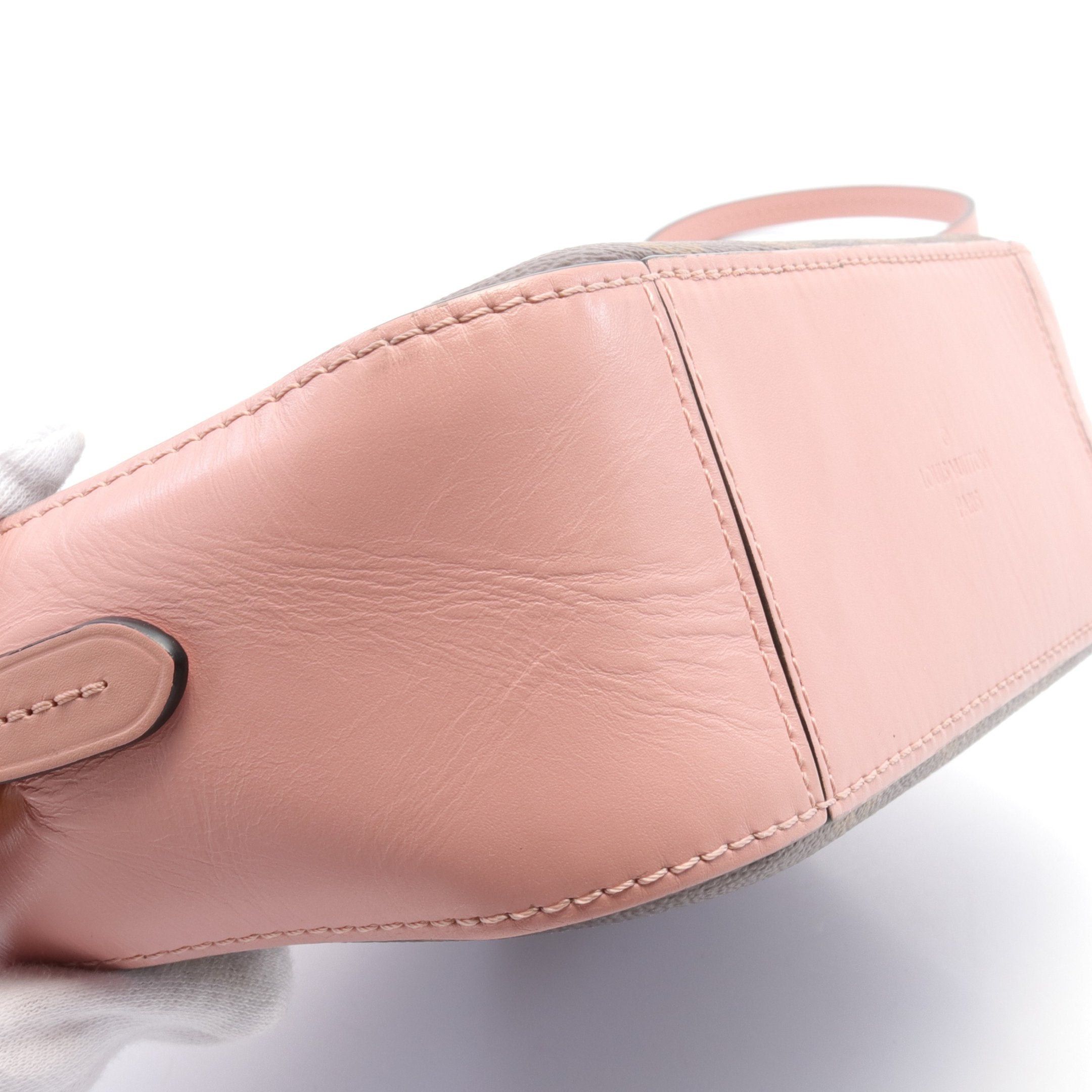 Louis Vuitton Saintonge Monogram Rose Poodle Shoulder Bag Leather Brown Pink
