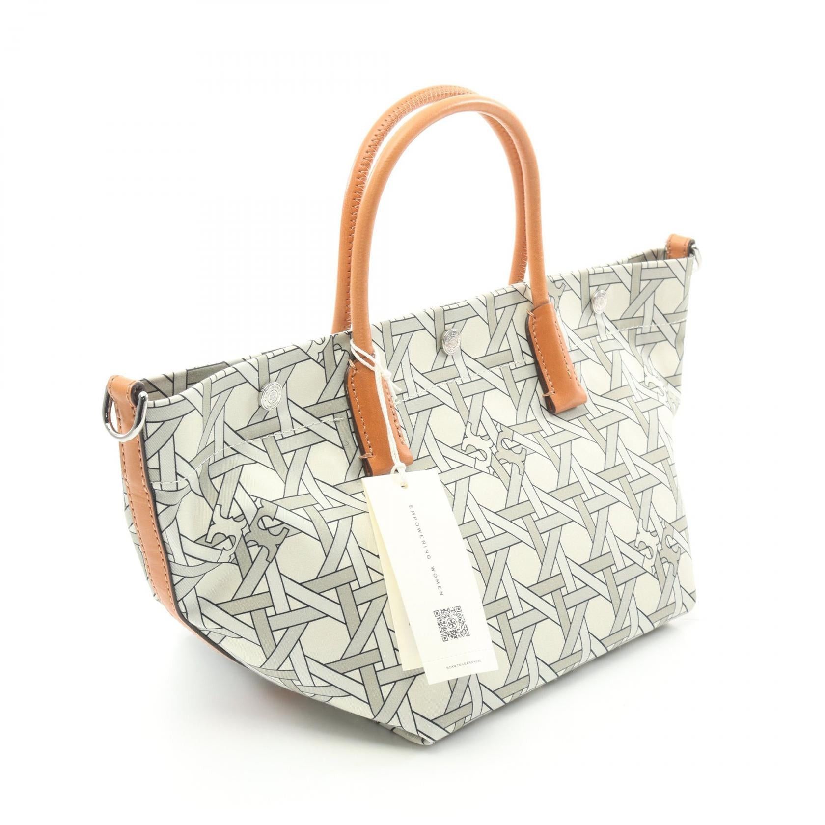 Tory Burch Tory Burch Basket Weave Handbag Tote Bag Canvas Leather Beige Brown Multicolor Size ONE SIZE - 2 Thumbnail