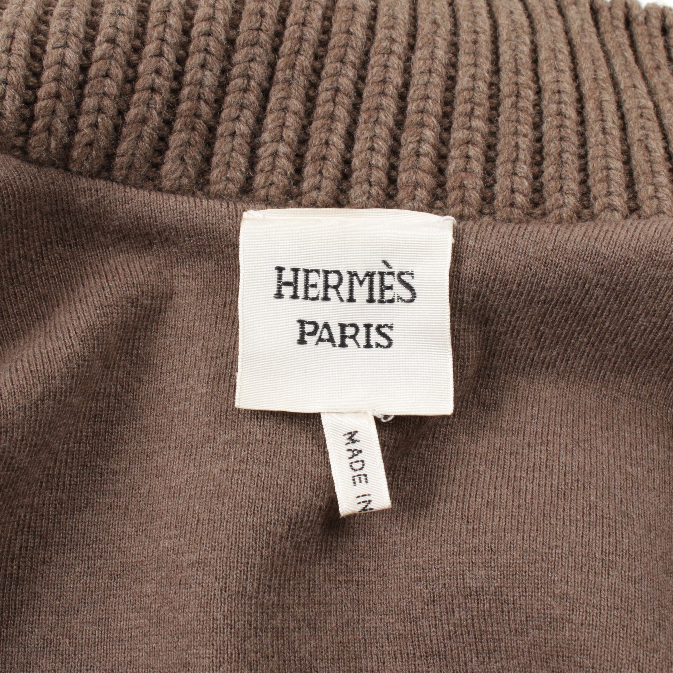 Hermes Hermes Leather Jacket Deerskin Wool Cashmere Brown Knit Switching Size ONE SIZE - 3 Thumbnail