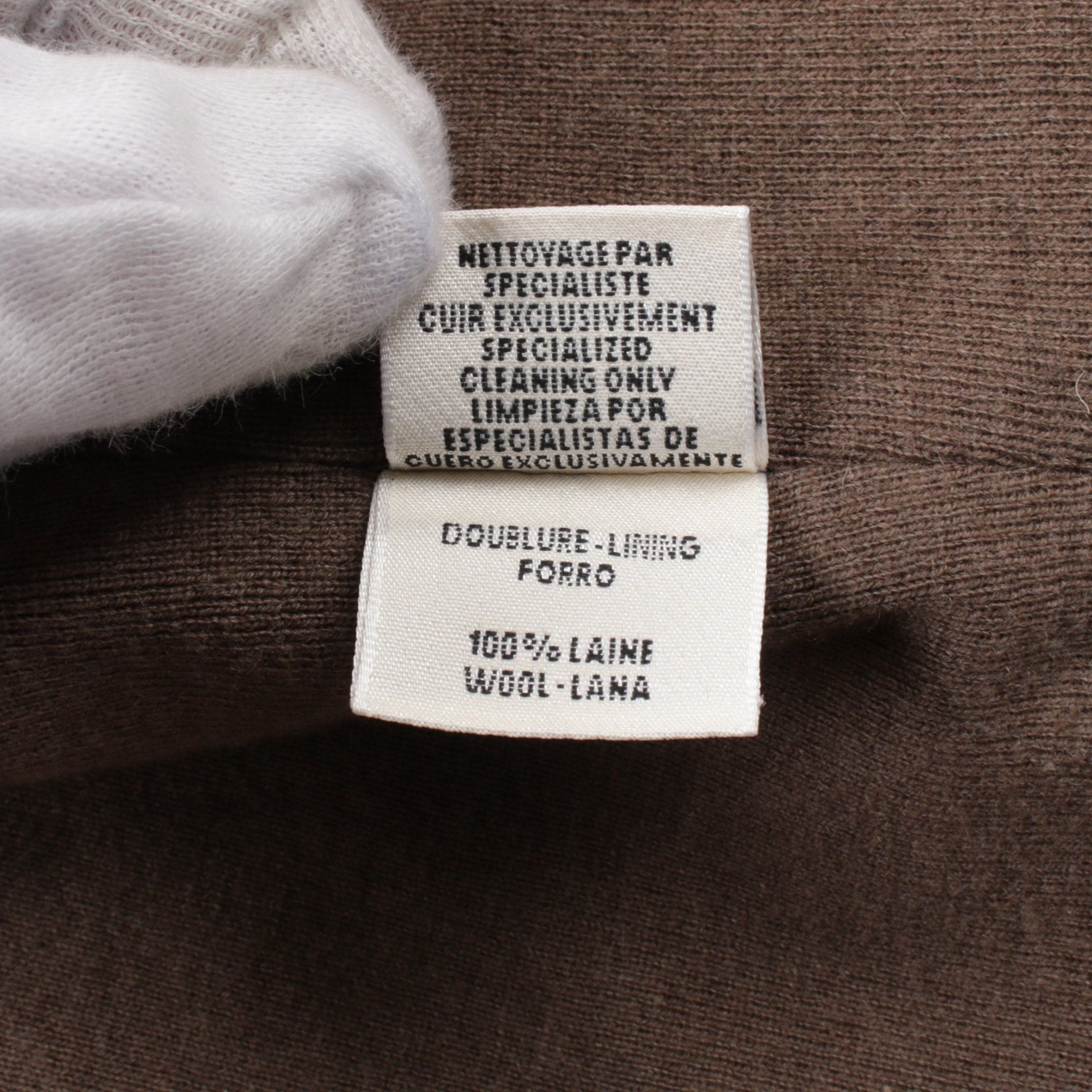 Hermes Hermes Leather Jacket Deerskin Wool Cashmere Brown Knit Switching Size ONE SIZE - 4 Thumbnail