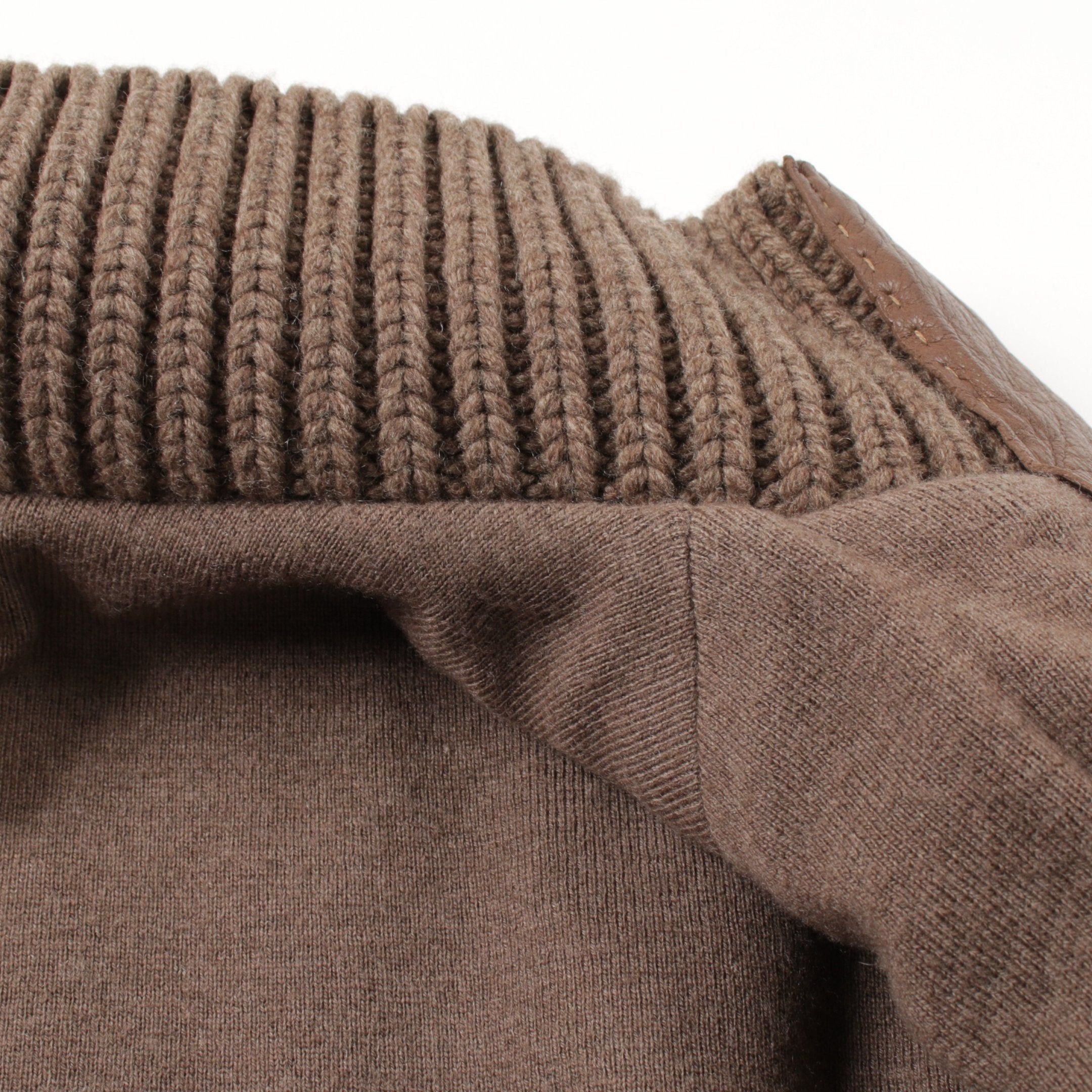 Hermes Hermes Leather Jacket Deerskin Wool Cashmere Brown Knit Switching Size ONE SIZE - 6 Thumbnail