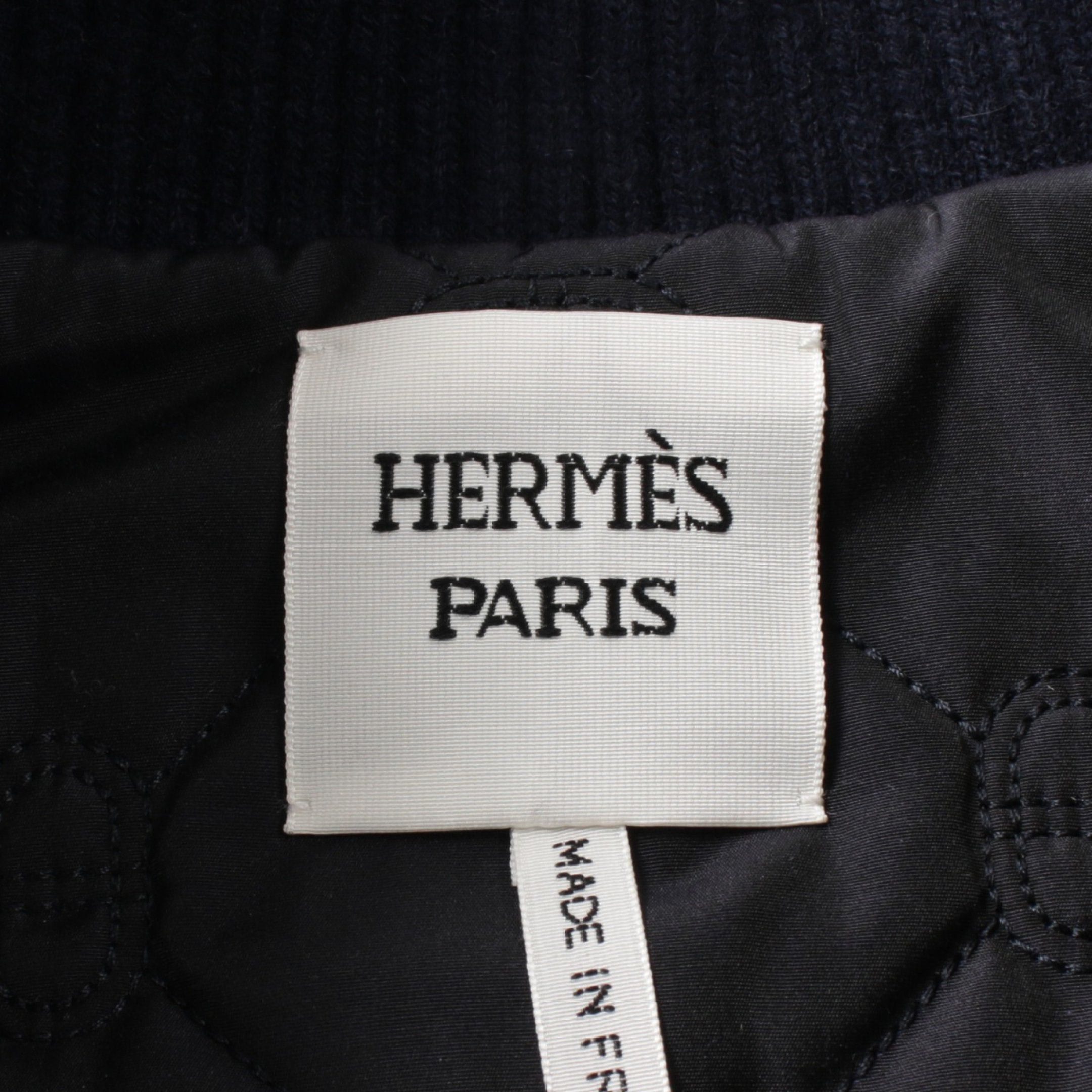 Hermes Hermes Chaîne Bomber Jacket Leather Goatskin Cashmere Cotton Navy Switching Size ONE SIZE - 3 Thumbnail