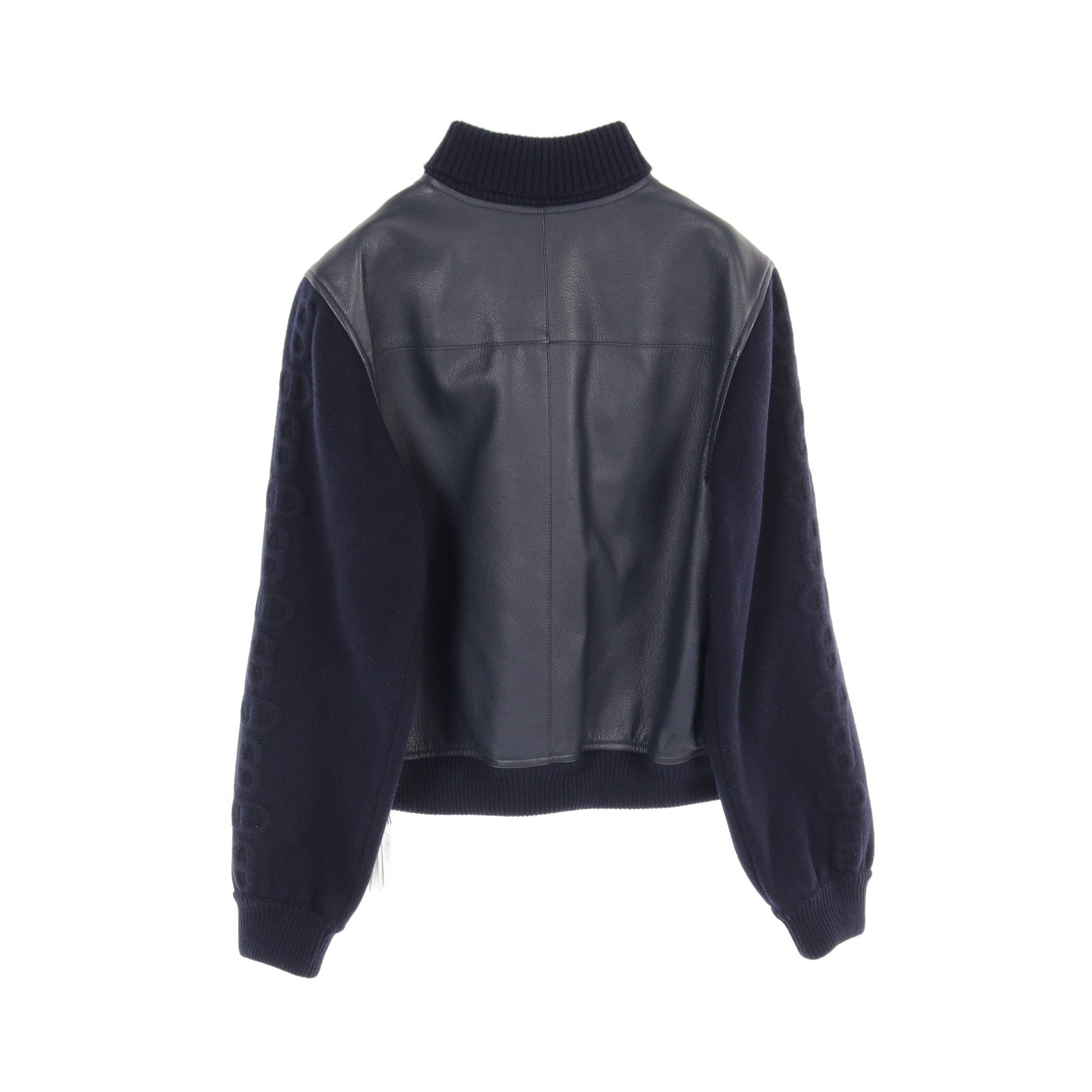 Hermes Hermes Chaîne Bomber Jacket Leather Goatskin Cashmere Cotton Navy Switching Size ONE SIZE - 2 Thumbnail