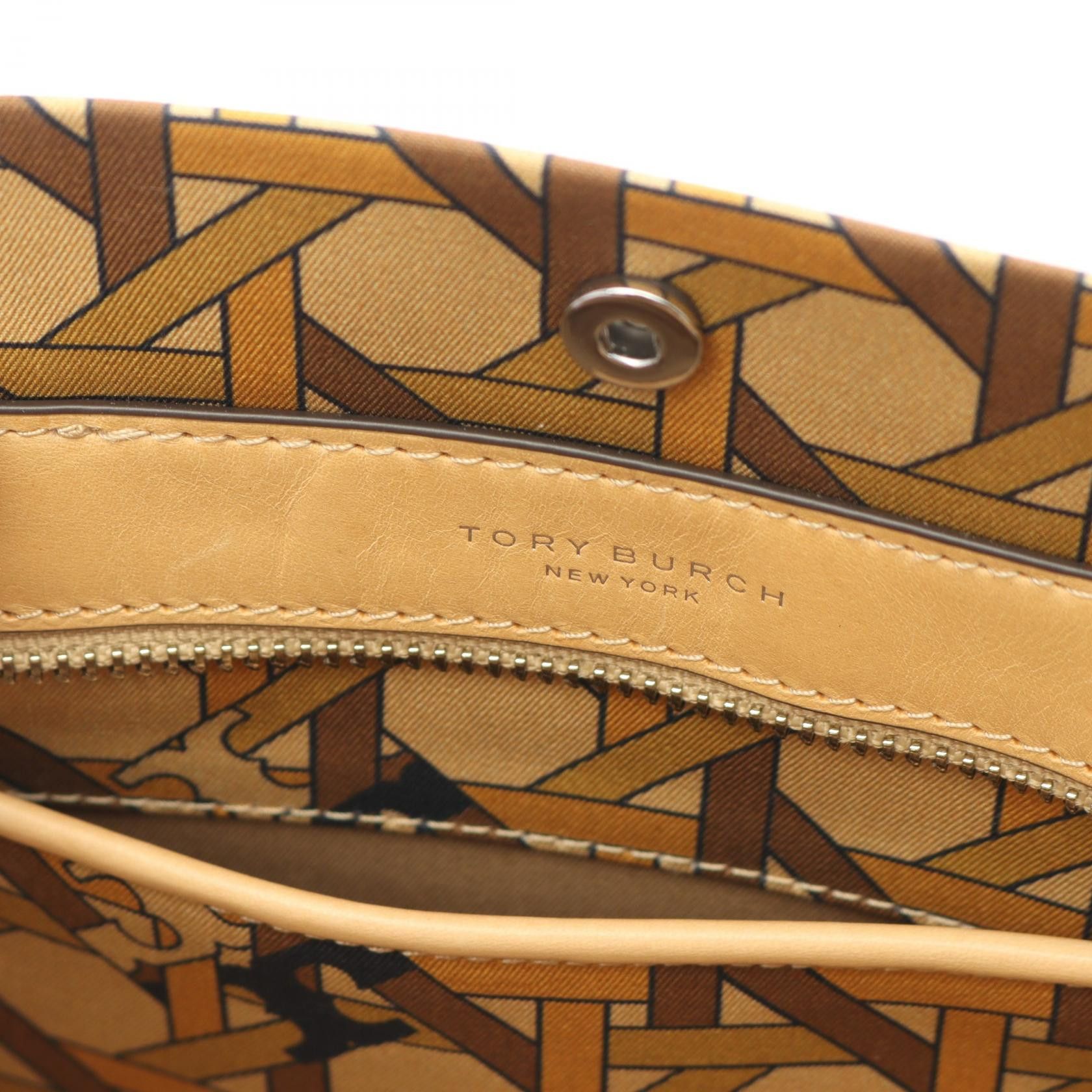 Tory Burch Tory Burch Basket Weave Handbag Tote Bag Canvas Leather Beige Multicolor Size ONE SIZE - 4 Thumbnail