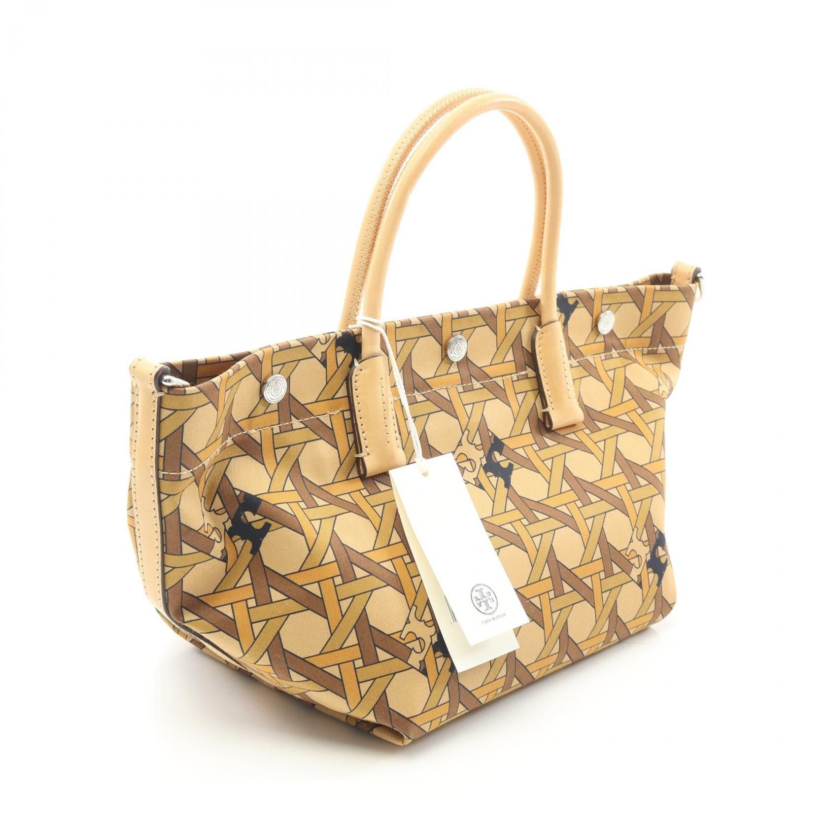 Tory Burch Tory Burch Basket Weave Handbag Tote Bag Canvas Leather Beige Multicolor Size ONE SIZE - 2 Thumbnail