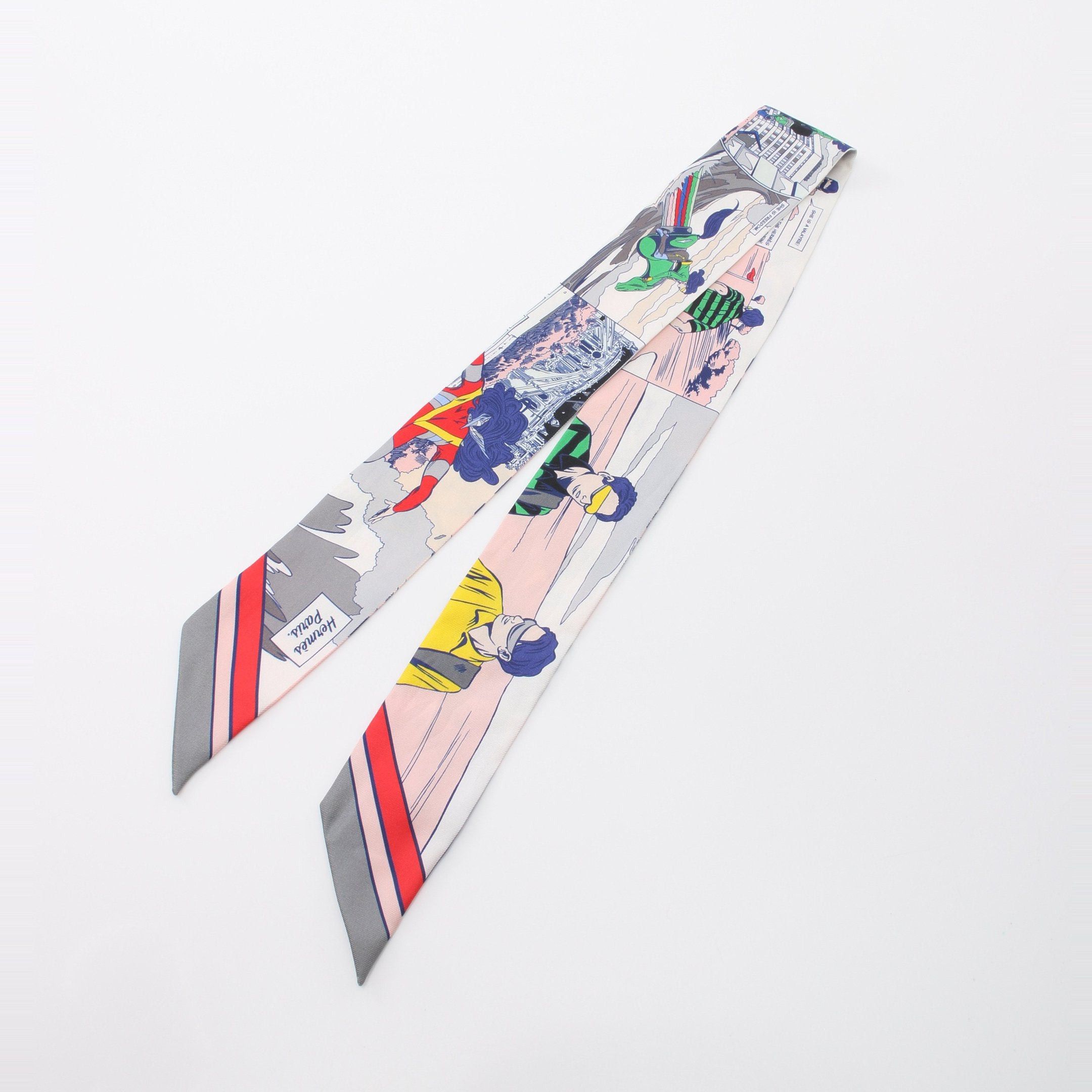 Hermes Hermes Twilly Wow Ribbon Scarf Silk White Multicolor Size ONE SIZE - 5 Thumbnail