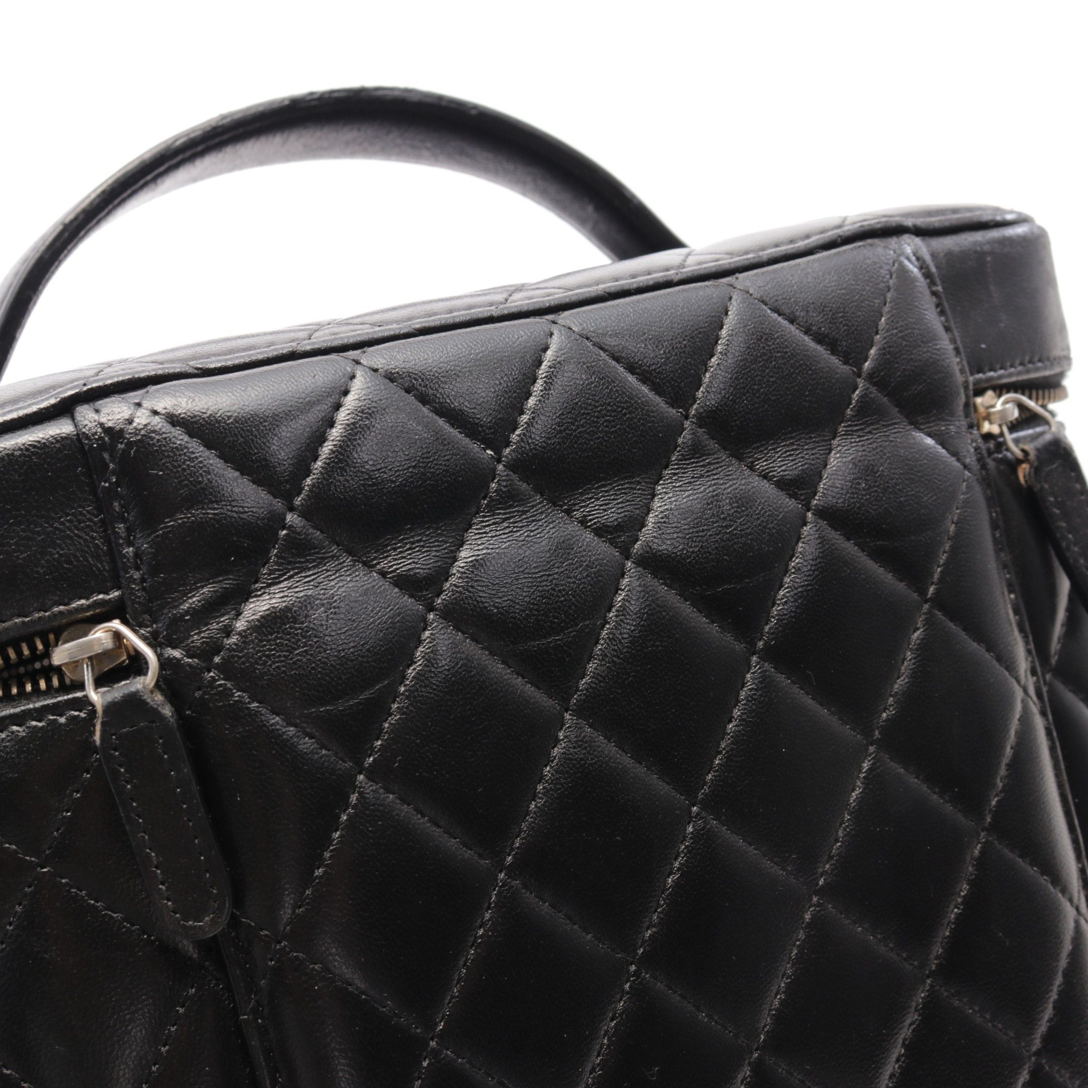 Chanel Chanel Matelasse Handbag Vanity Bag Lambskin Black Gold Hardware Size ONE SIZE - 7 Thumbnail