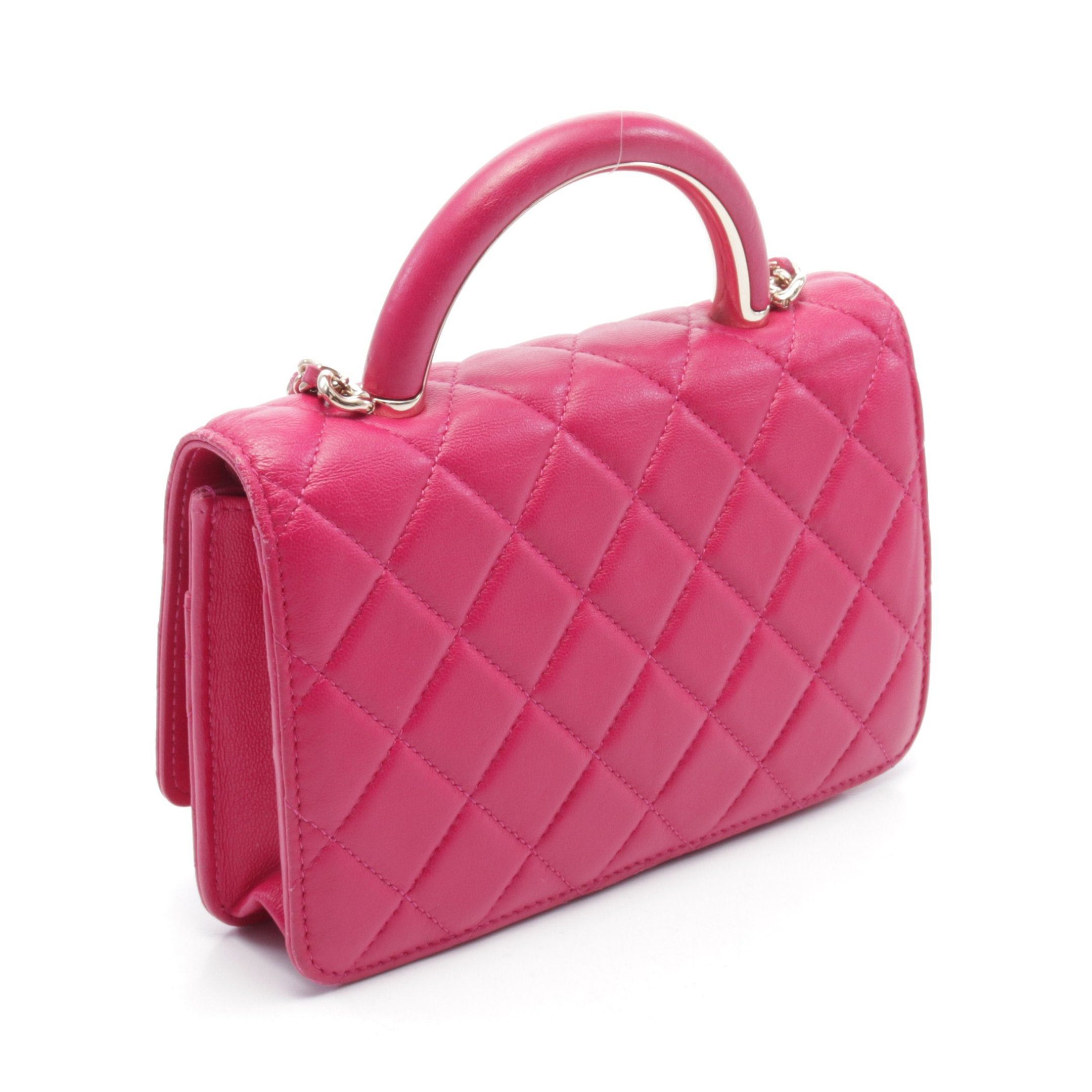 Chanel Chanel Matelasse Top Handle Chain Wallet Leather Pink Purple Gold Hardware Size ONE SIZE - 2 Thumbnail