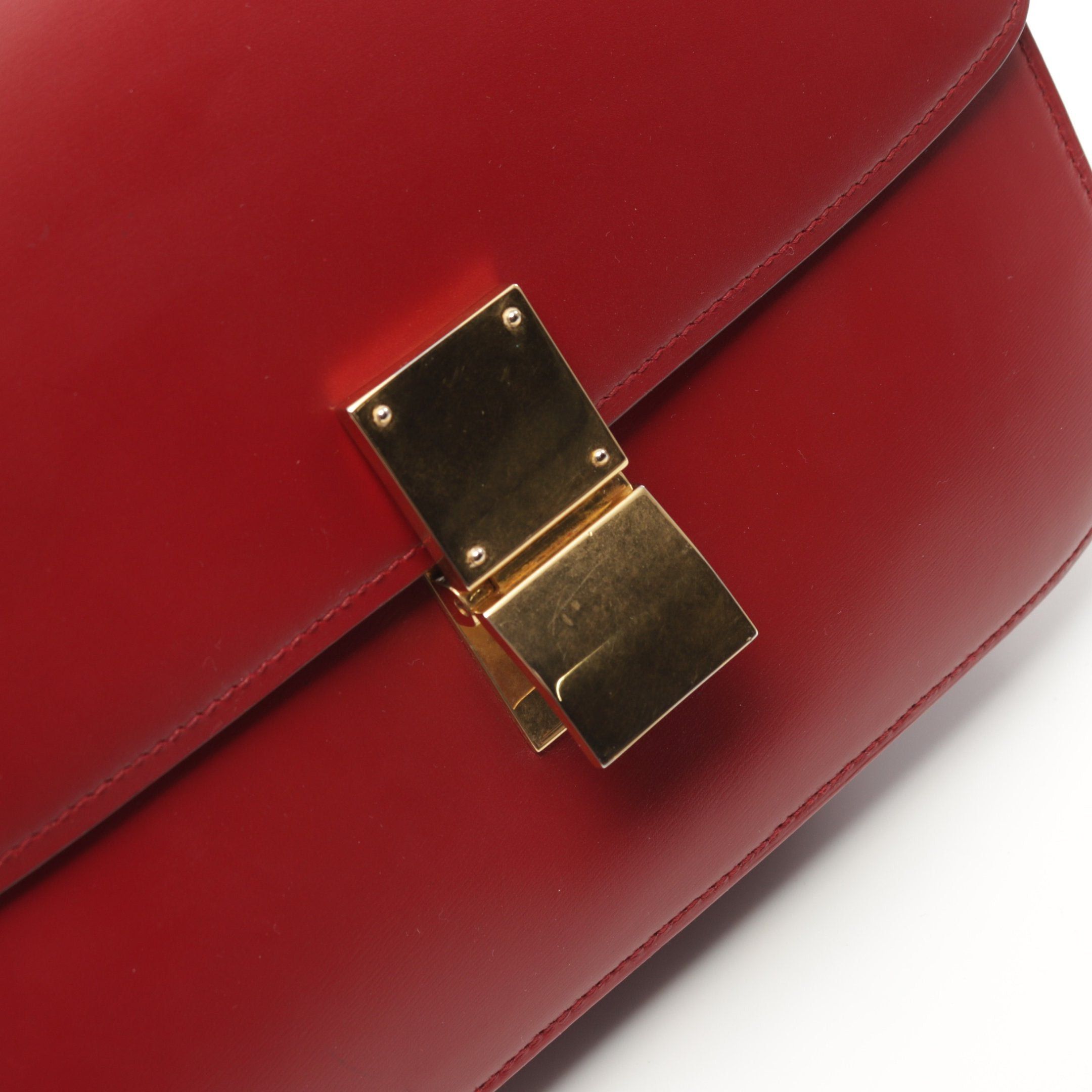 Celine Celine Classic Medium Shoulder Bag Leather Red Size ONE SIZE - 6 Thumbnail