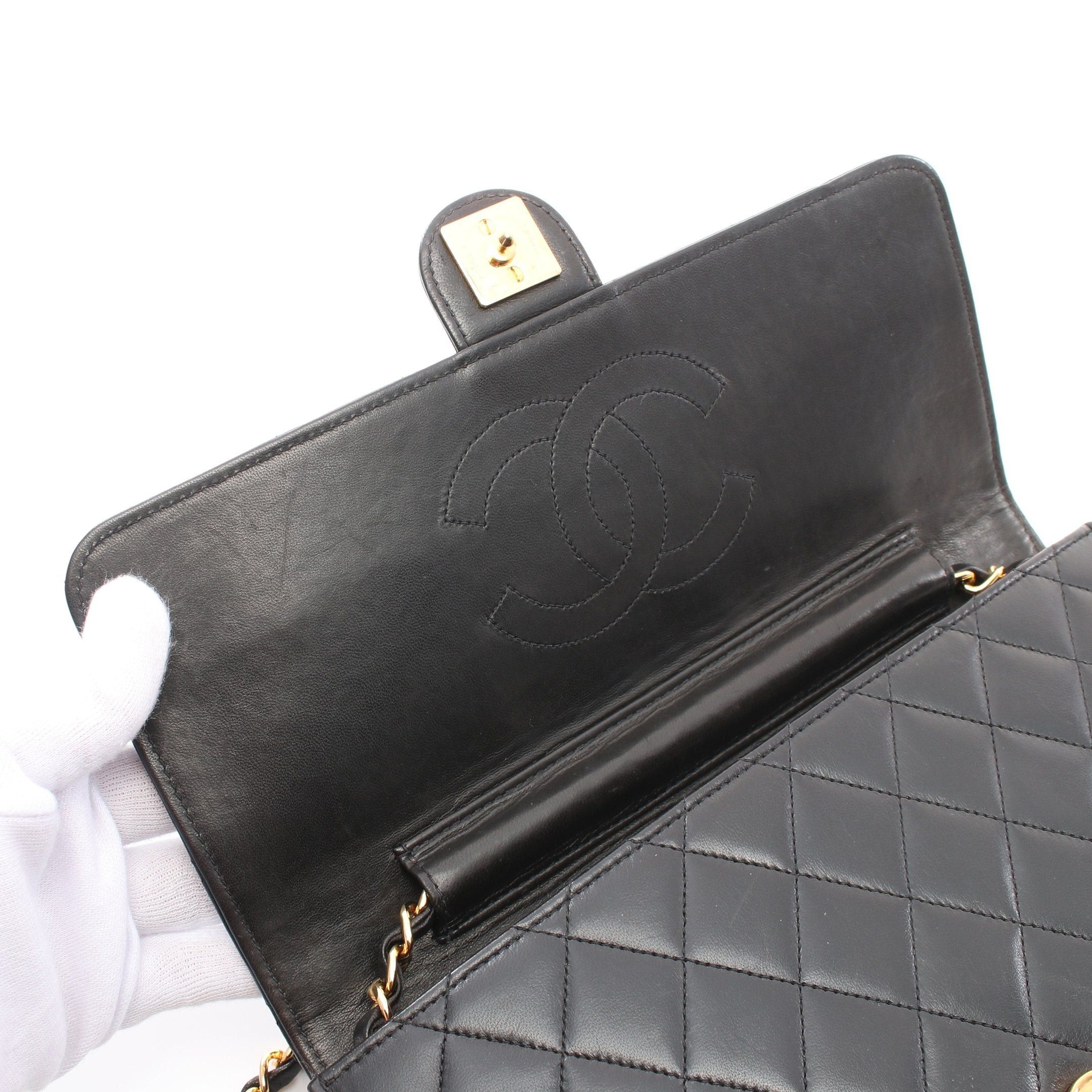 Chanel Chanel Matelasse Chain Shoulder Bag Lambskin Black Gold Hardware Push Lock Size ONE SIZE - 12 Thumbnail