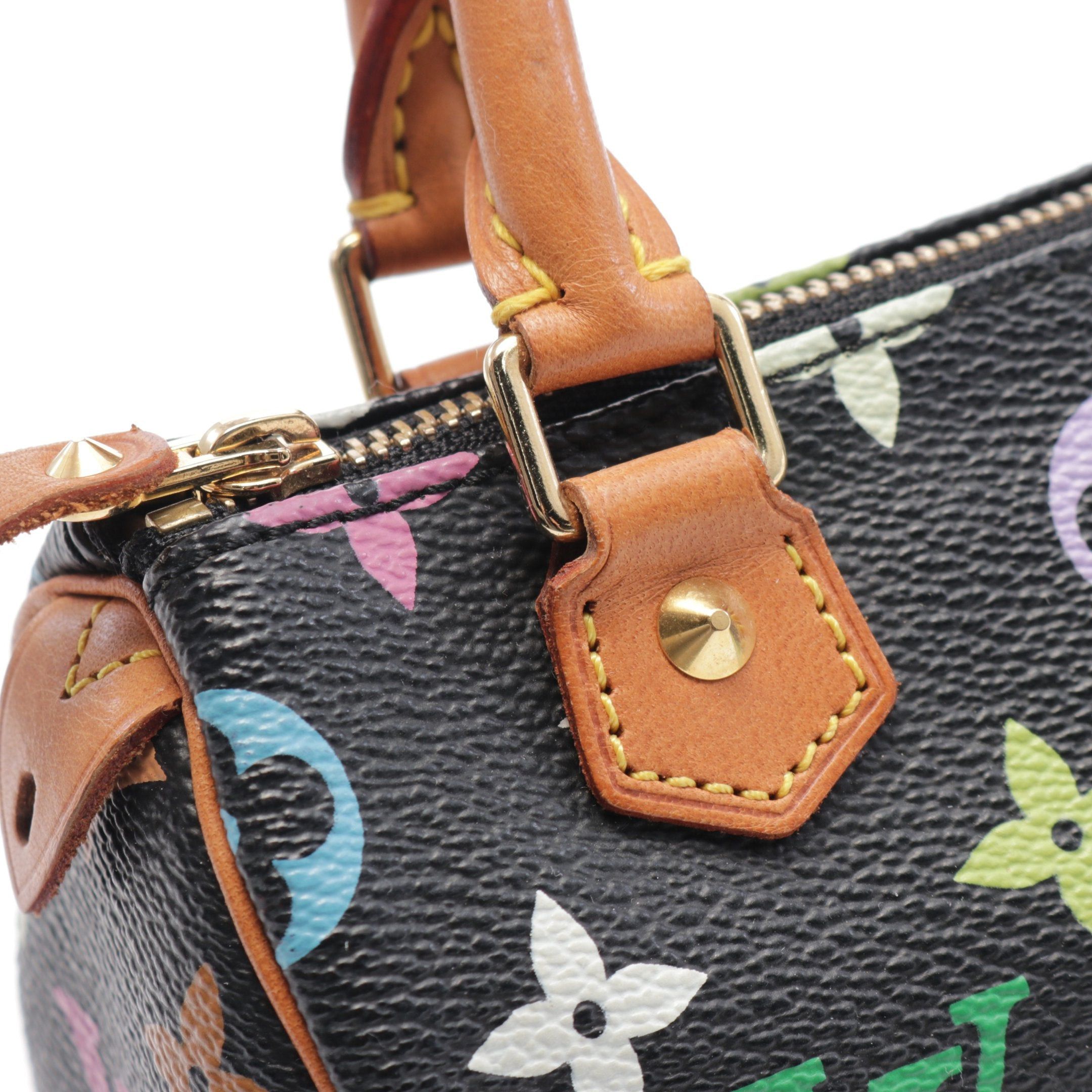 Louis Vuitton Louis Vuitton Mini Speedy Monogram Multicolor Noir Handbag Leather Black Size ONE SIZE - 9 Thumbnail