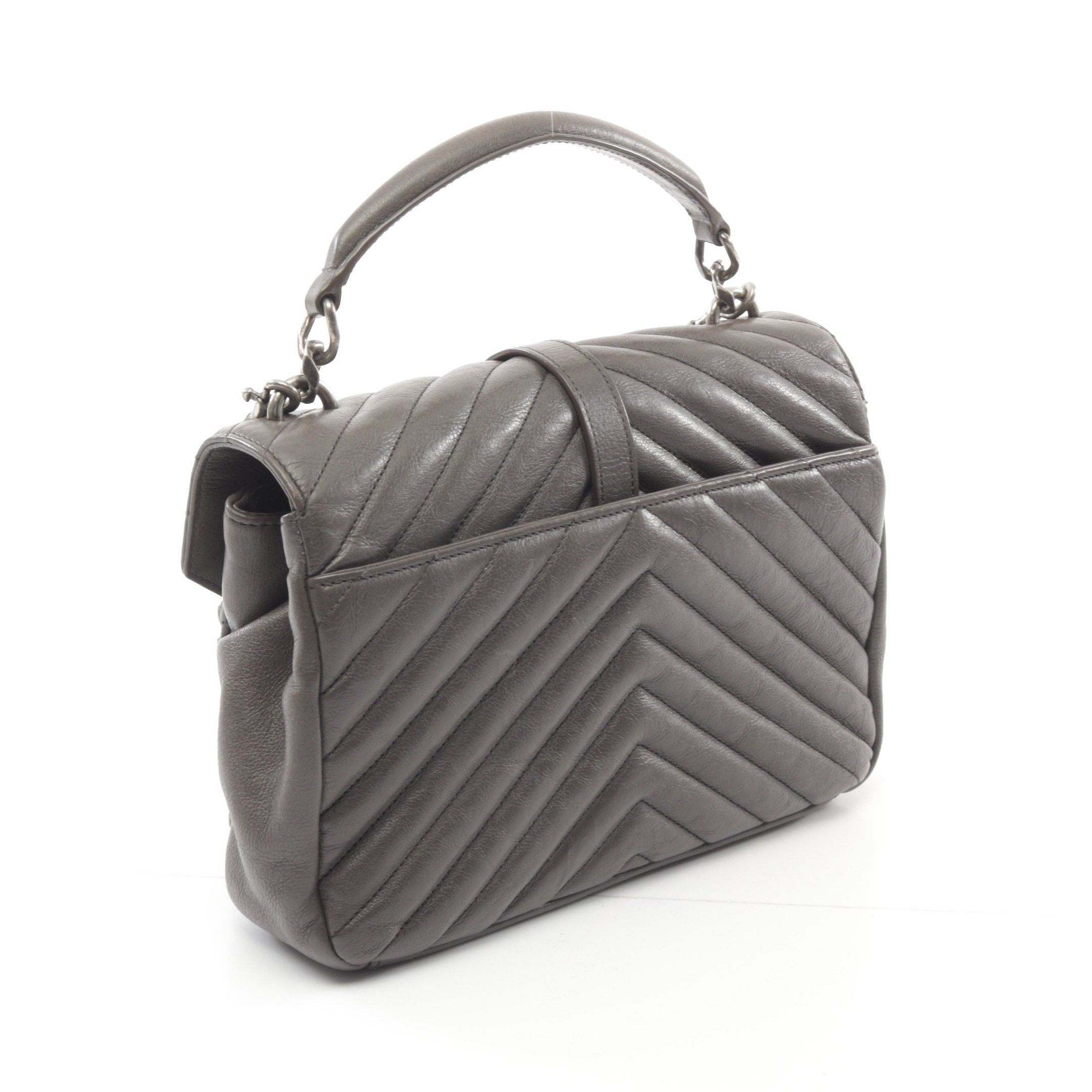 Yves Saint Laurent Yves Saint Laurent College Handbag Leather Gray Size ONE SIZE - 2 Thumbnail