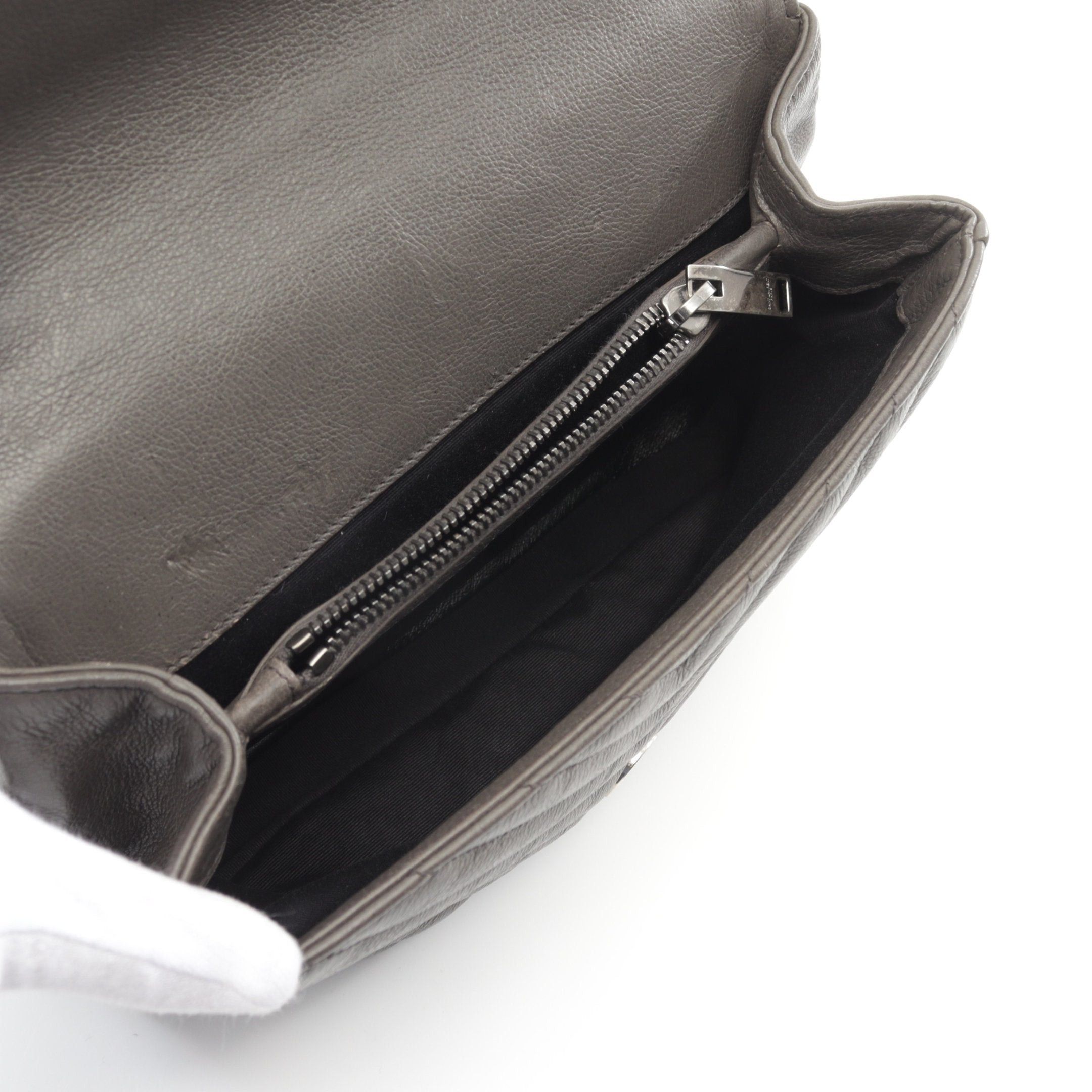 Yves Saint Laurent Yves Saint Laurent College Handbag Leather Gray Size ONE SIZE - 3 Thumbnail