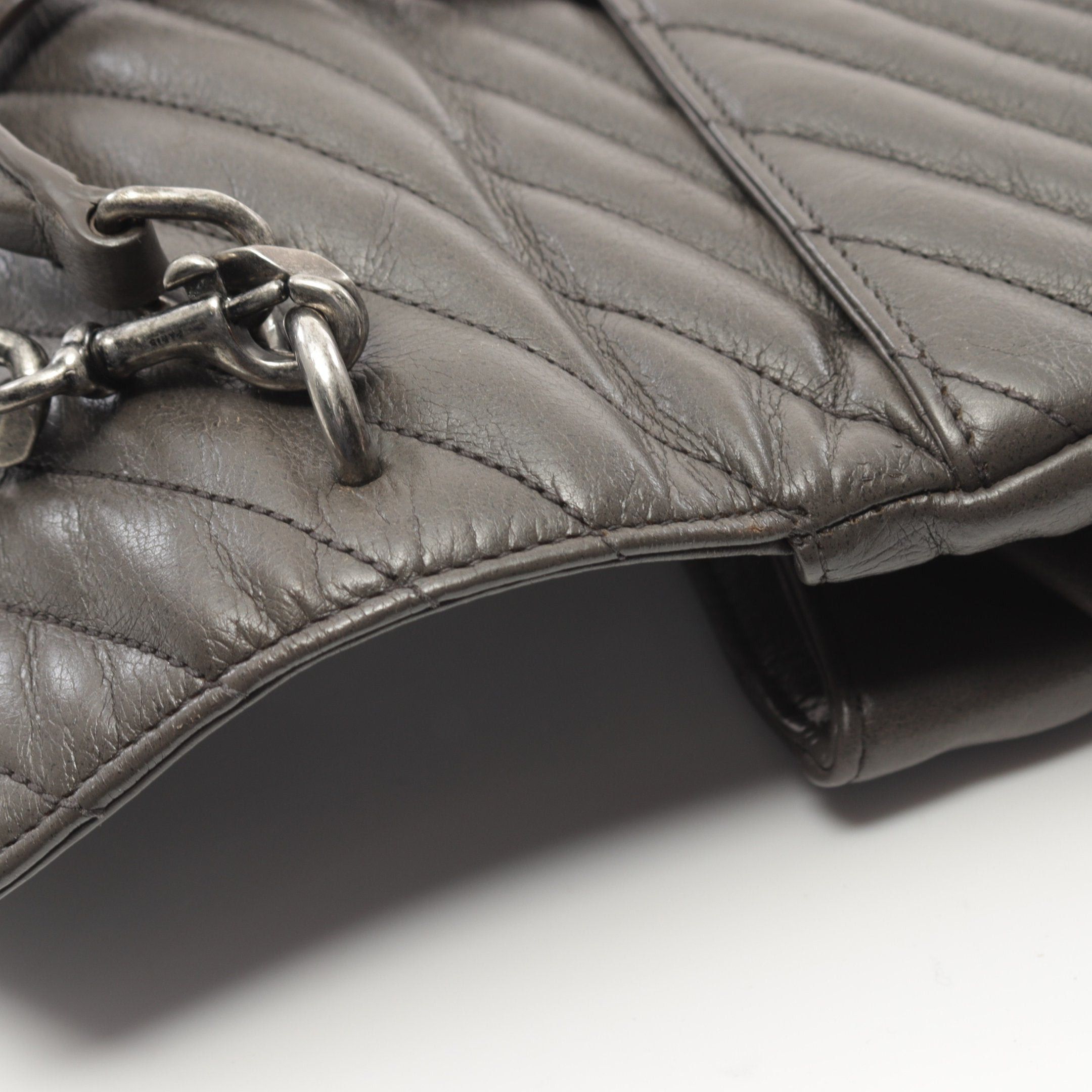 Yves Saint Laurent Yves Saint Laurent College Handbag Leather Gray Size ONE SIZE - 8 Thumbnail