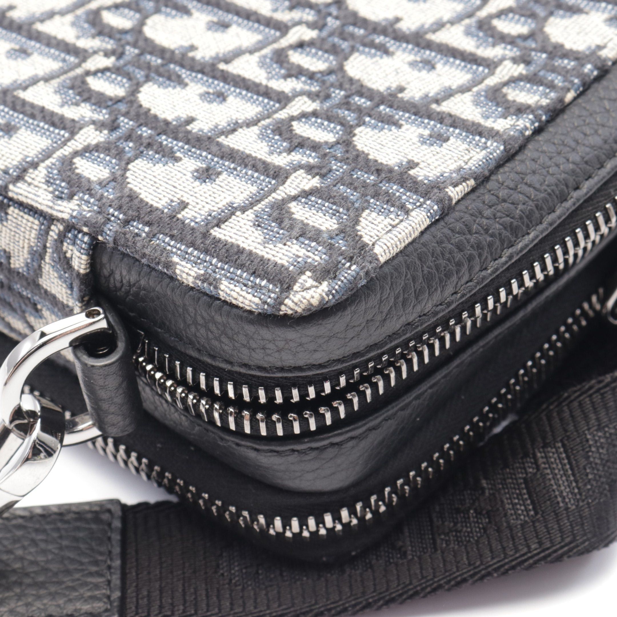 Dior Dior Oblique Shoulder Bag Canvas Leather Navy Gray Size ONE SIZE - 6 Thumbnail