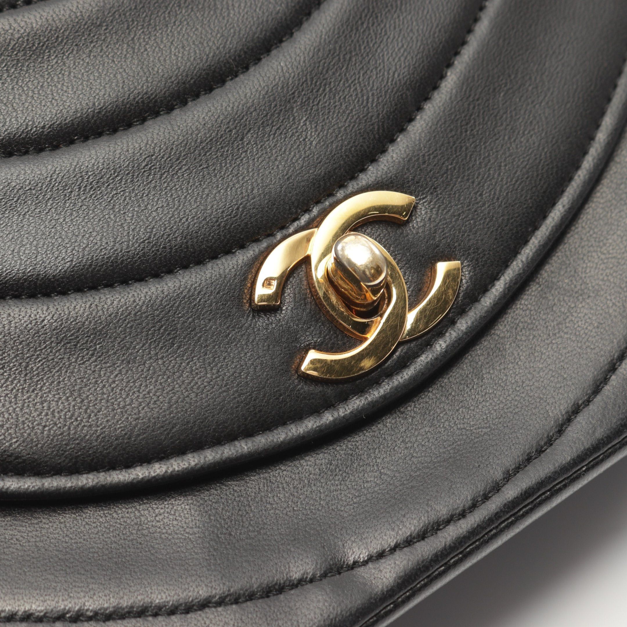 Chanel Chanel Mademoiselle Double Chain Shoulder Bag Lambskin Black Gold Hardware Size ONE SIZE - 13 Thumbnail